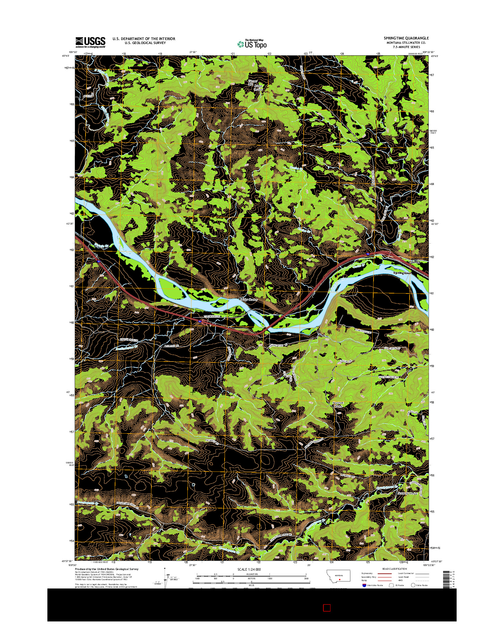 USGS US TOPO 7.5-MINUTE MAP FOR SPRINGTIME, MT 2014