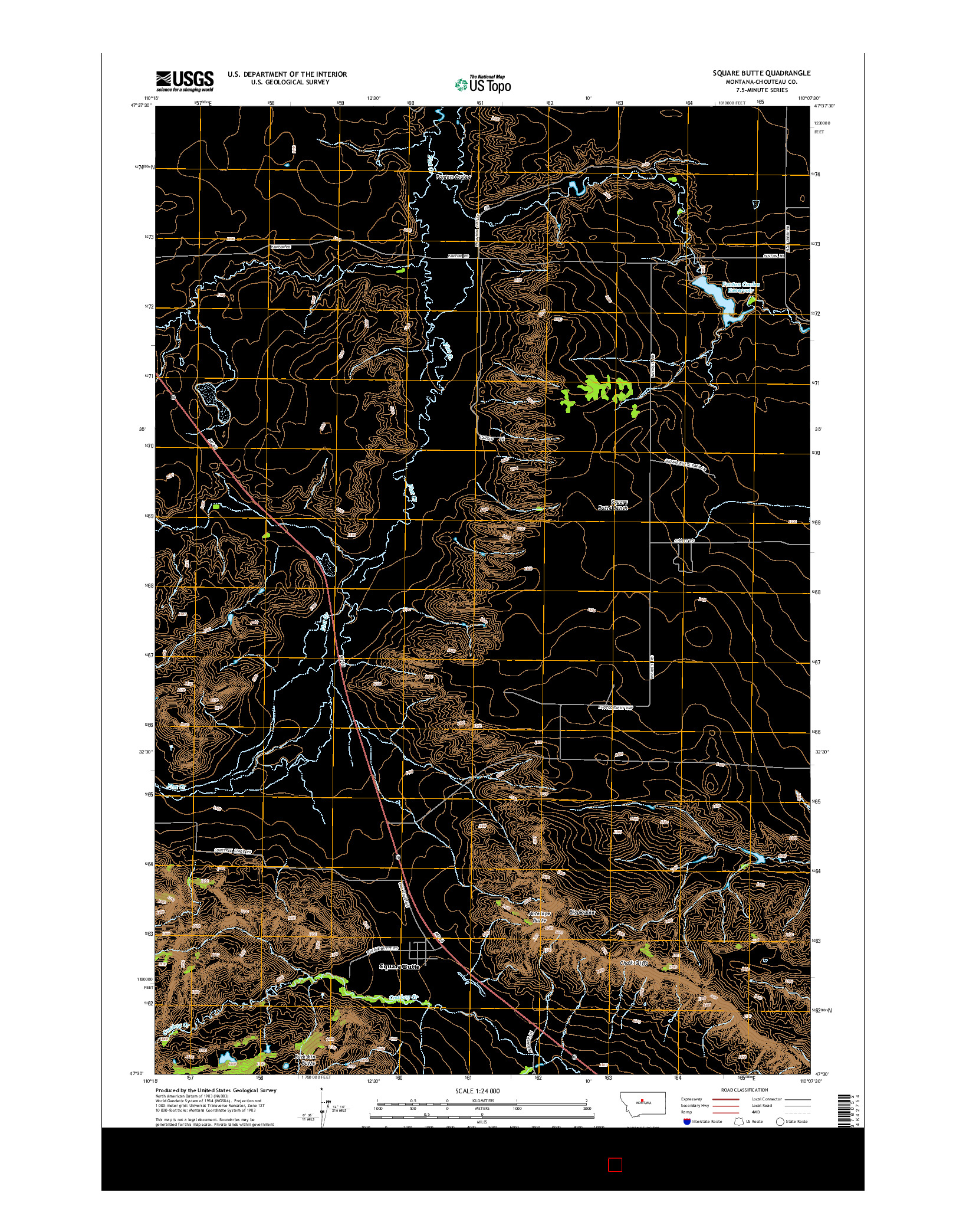 USGS US TOPO 7.5-MINUTE MAP FOR SQUARE BUTTE, MT 2014