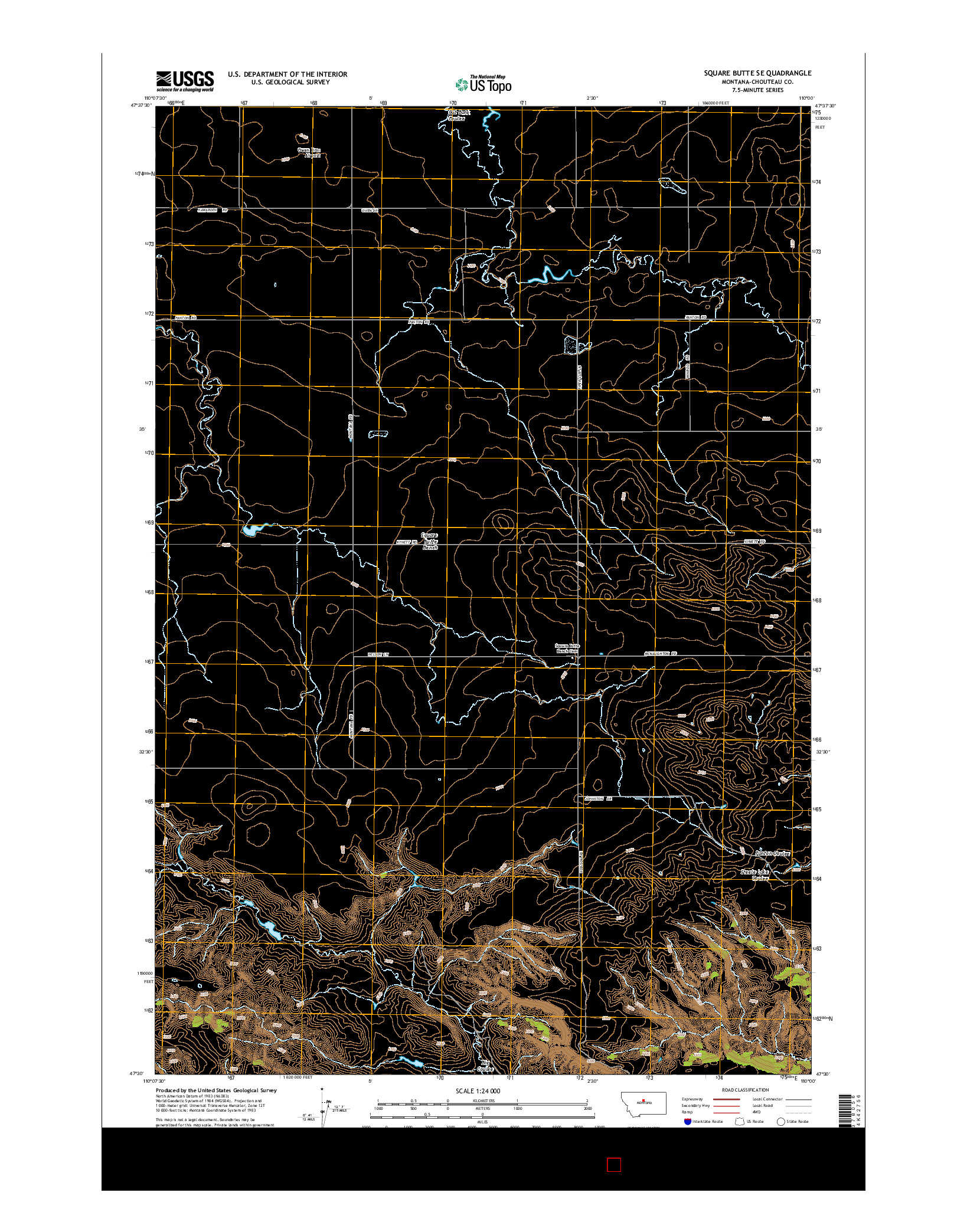 USGS US TOPO 7.5-MINUTE MAP FOR SQUARE BUTTE SE, MT 2014