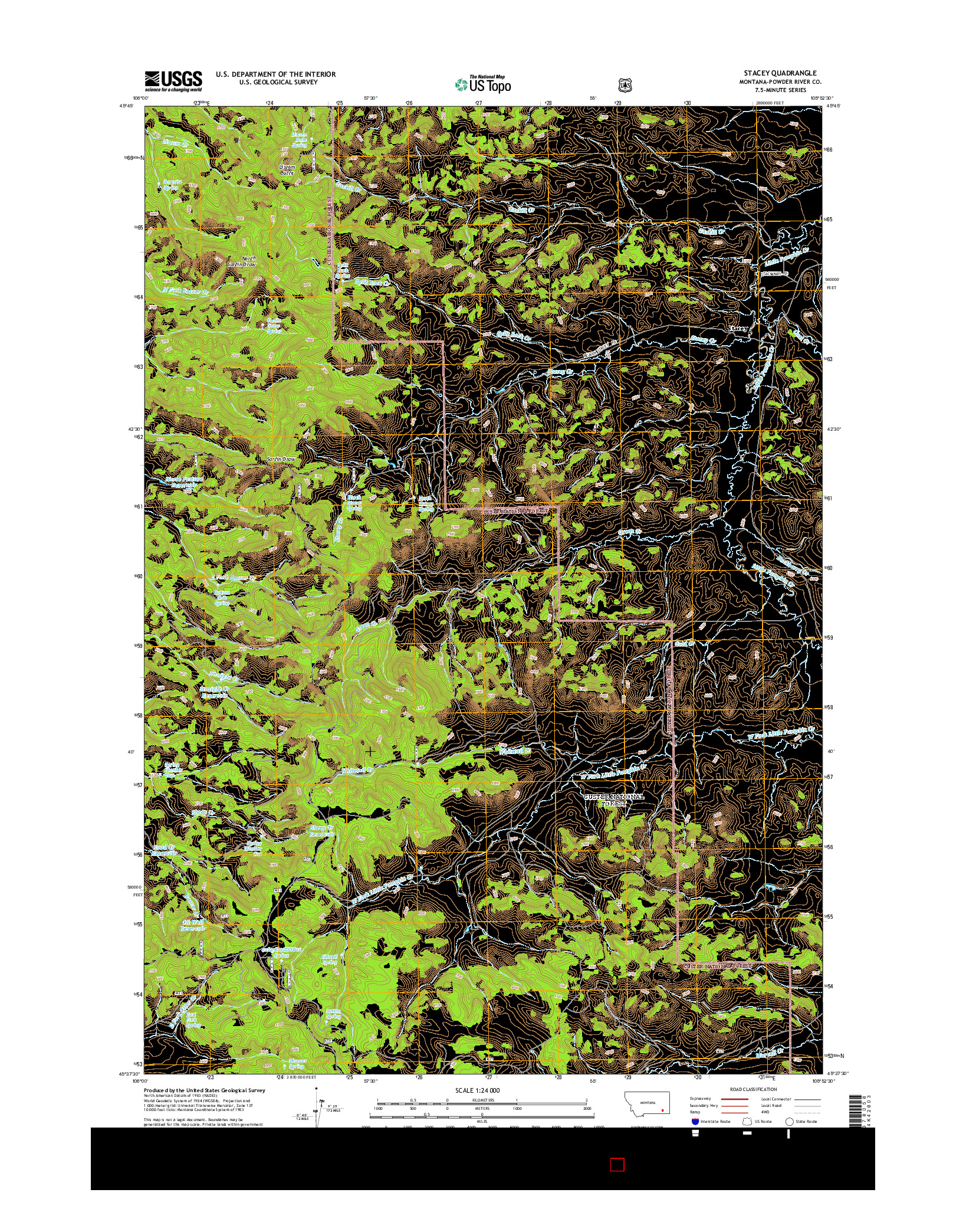 USGS US TOPO 7.5-MINUTE MAP FOR STACEY, MT 2014