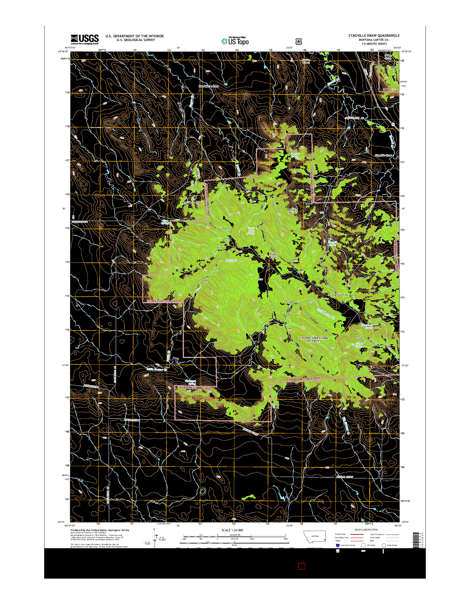 USGS US TOPO 7.5-MINUTE MAP FOR STAGVILLE DRAW, MT 2014