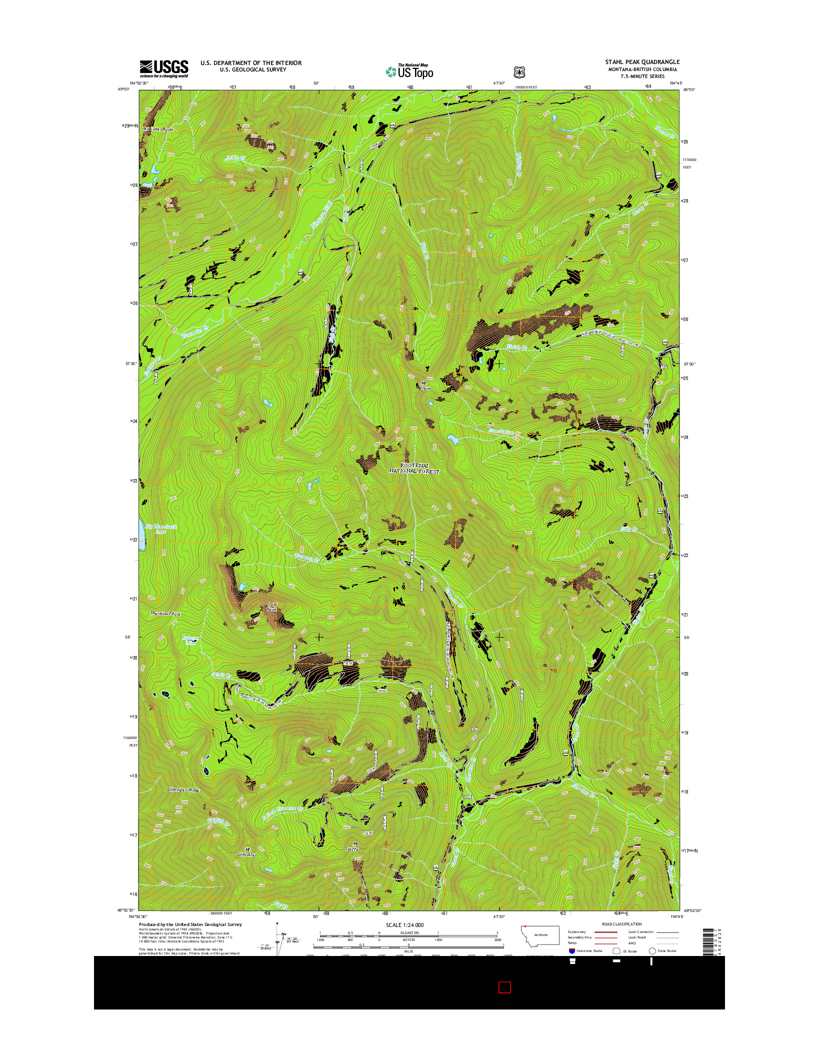 USGS US TOPO 7.5-MINUTE MAP FOR STAHL PEAK, MT-BC 2014