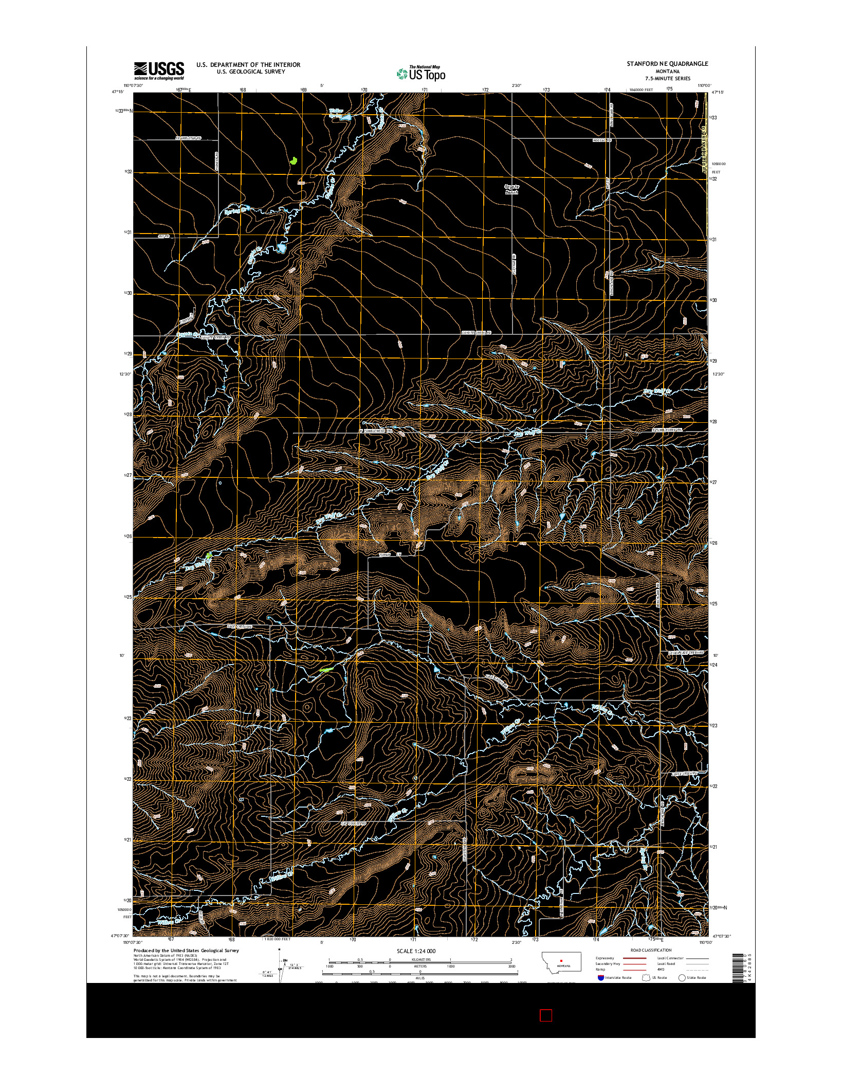 USGS US TOPO 7.5-MINUTE MAP FOR STANFORD NE, MT 2014