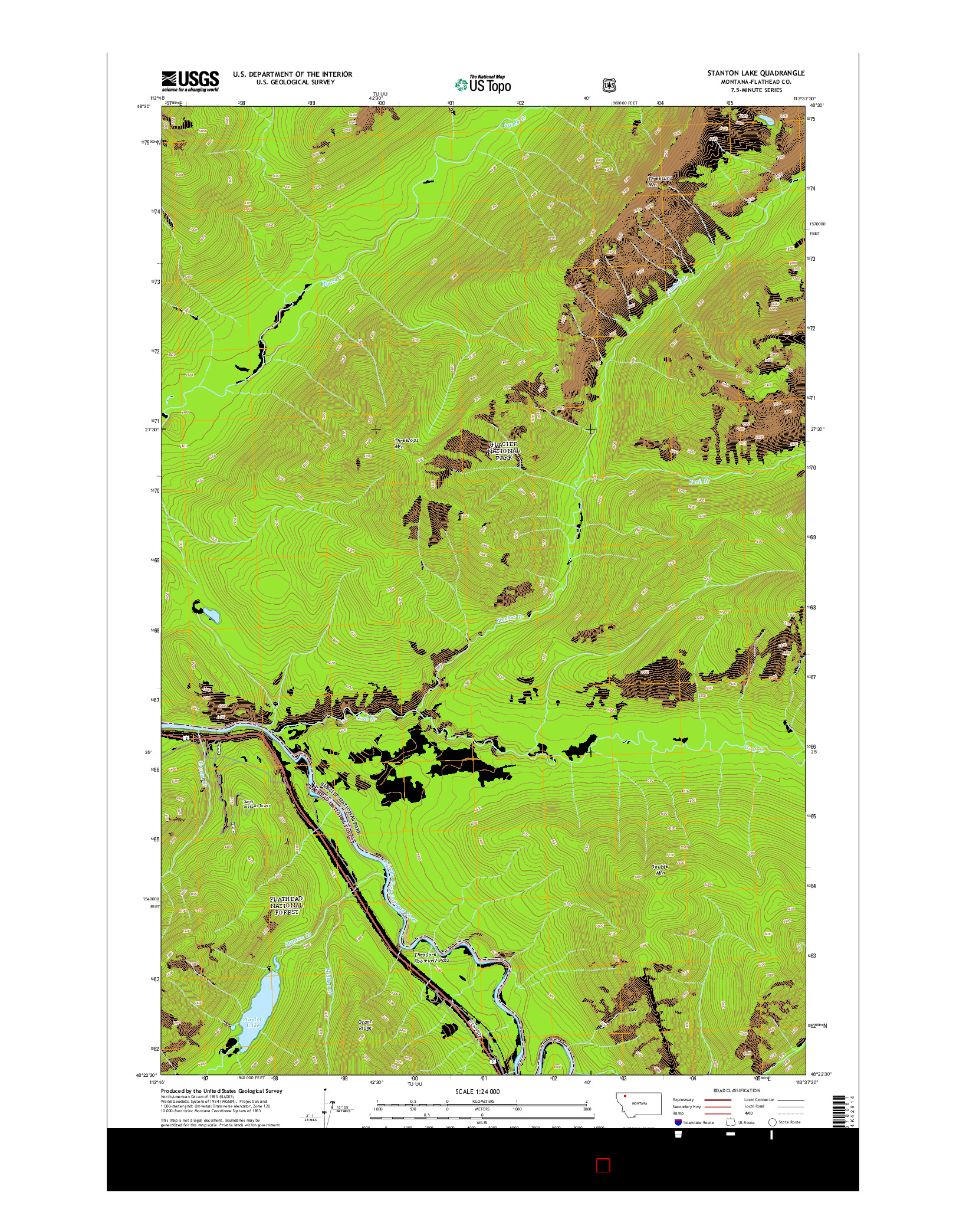 USGS US TOPO 7.5-MINUTE MAP FOR STANTON LAKE, MT 2014