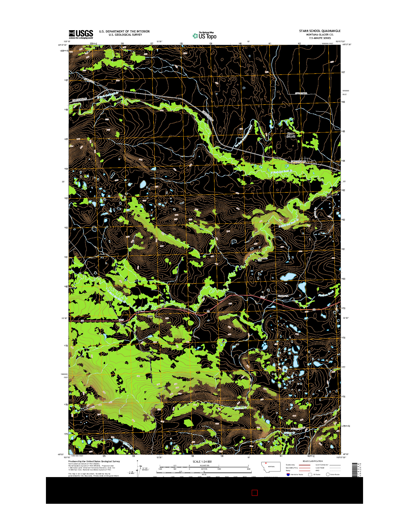USGS US TOPO 7.5-MINUTE MAP FOR STARR SCHOOL, MT 2014