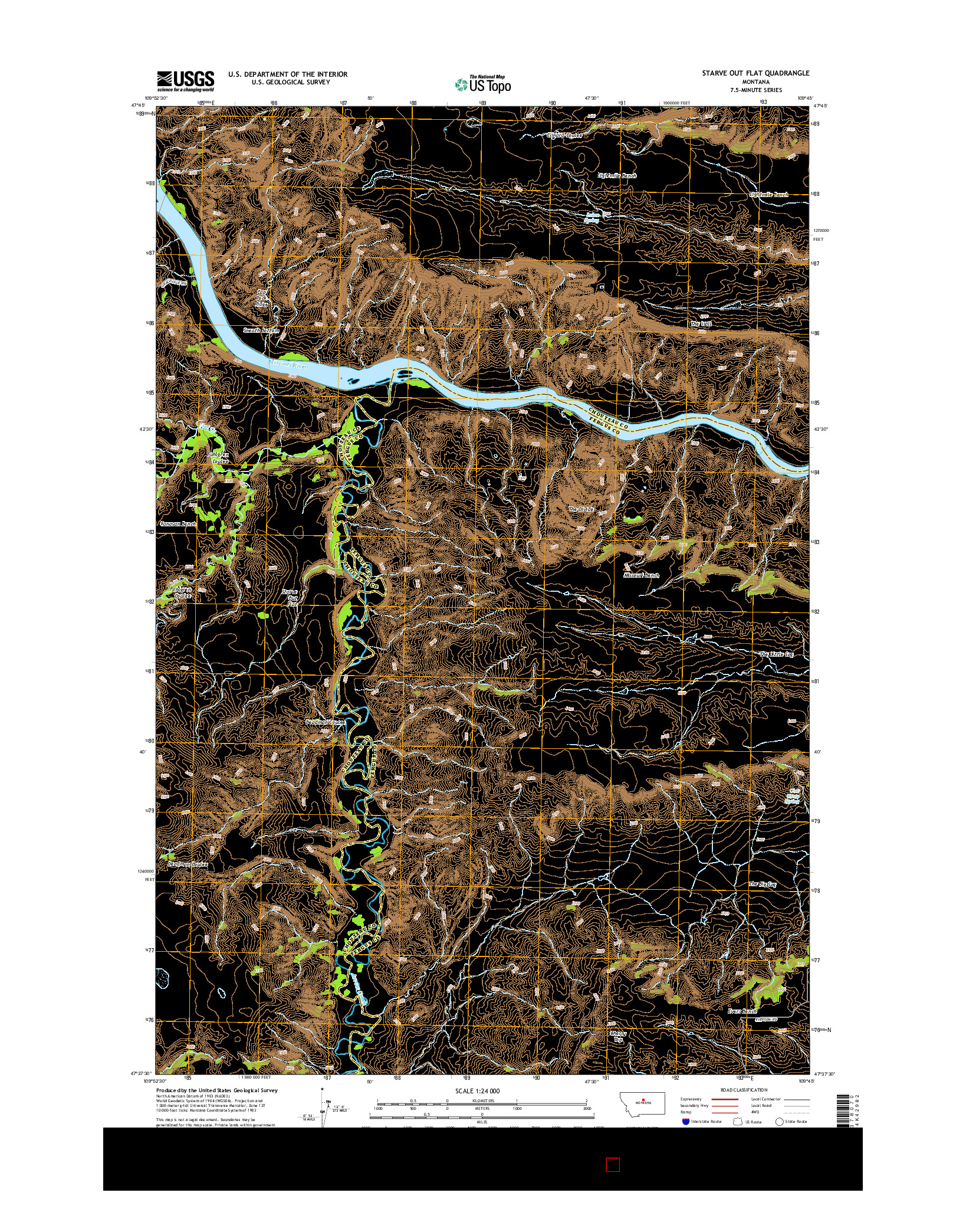USGS US TOPO 7.5-MINUTE MAP FOR STARVE OUT FLAT, MT 2014