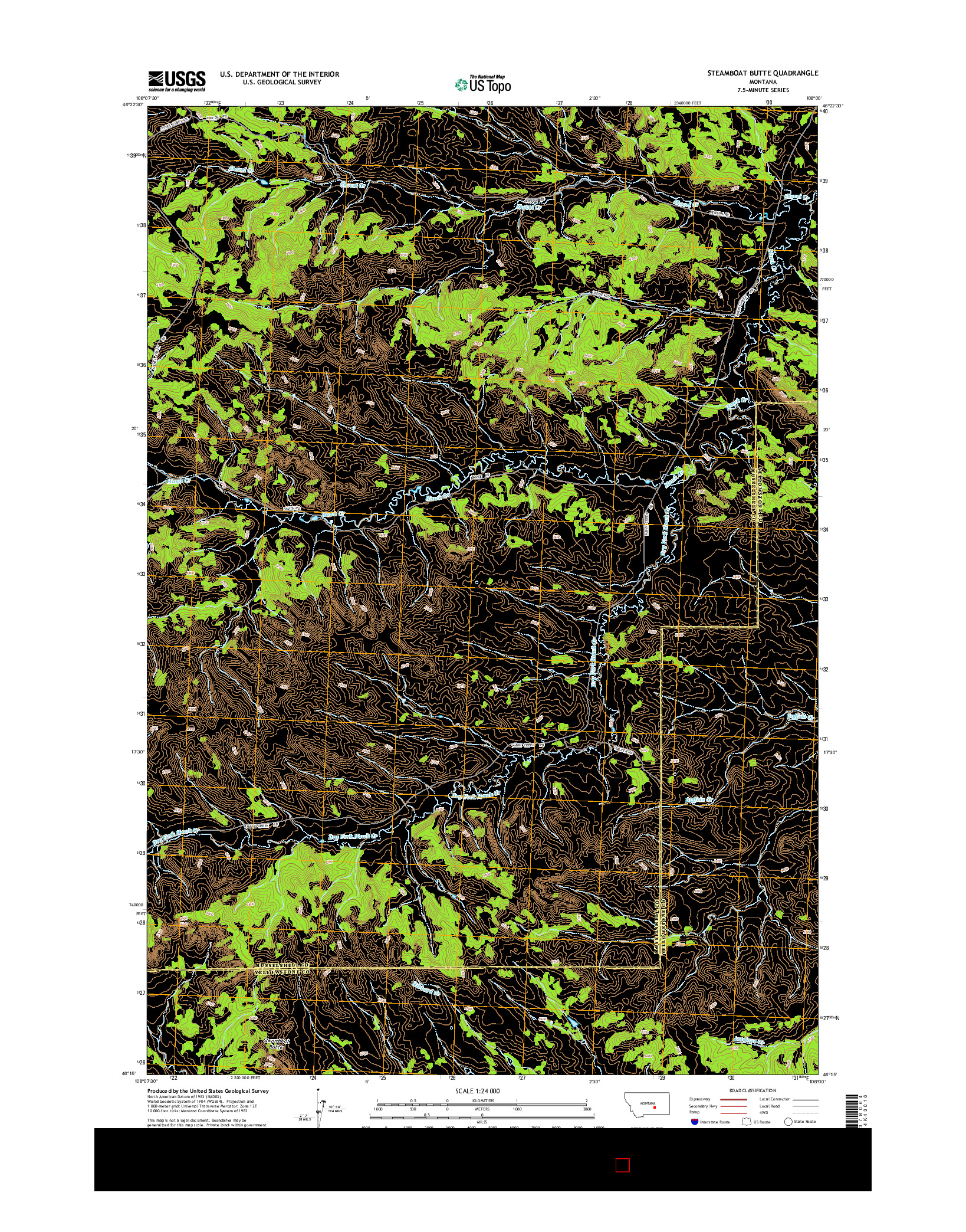 USGS US TOPO 7.5-MINUTE MAP FOR STEAMBOAT BUTTE, MT 2014