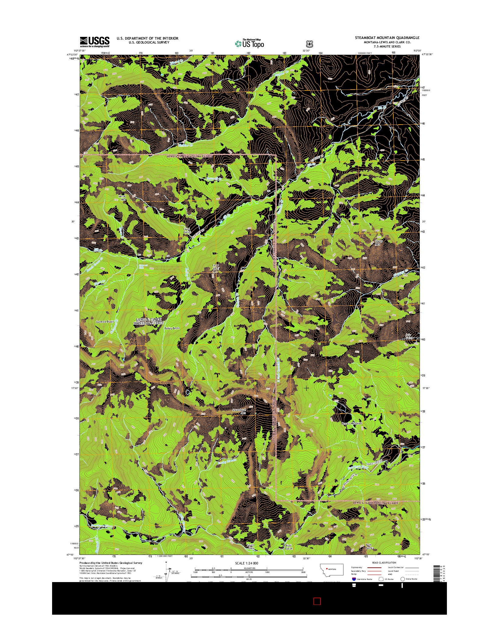 USGS US TOPO 7.5-MINUTE MAP FOR STEAMBOAT MOUNTAIN, MT 2014