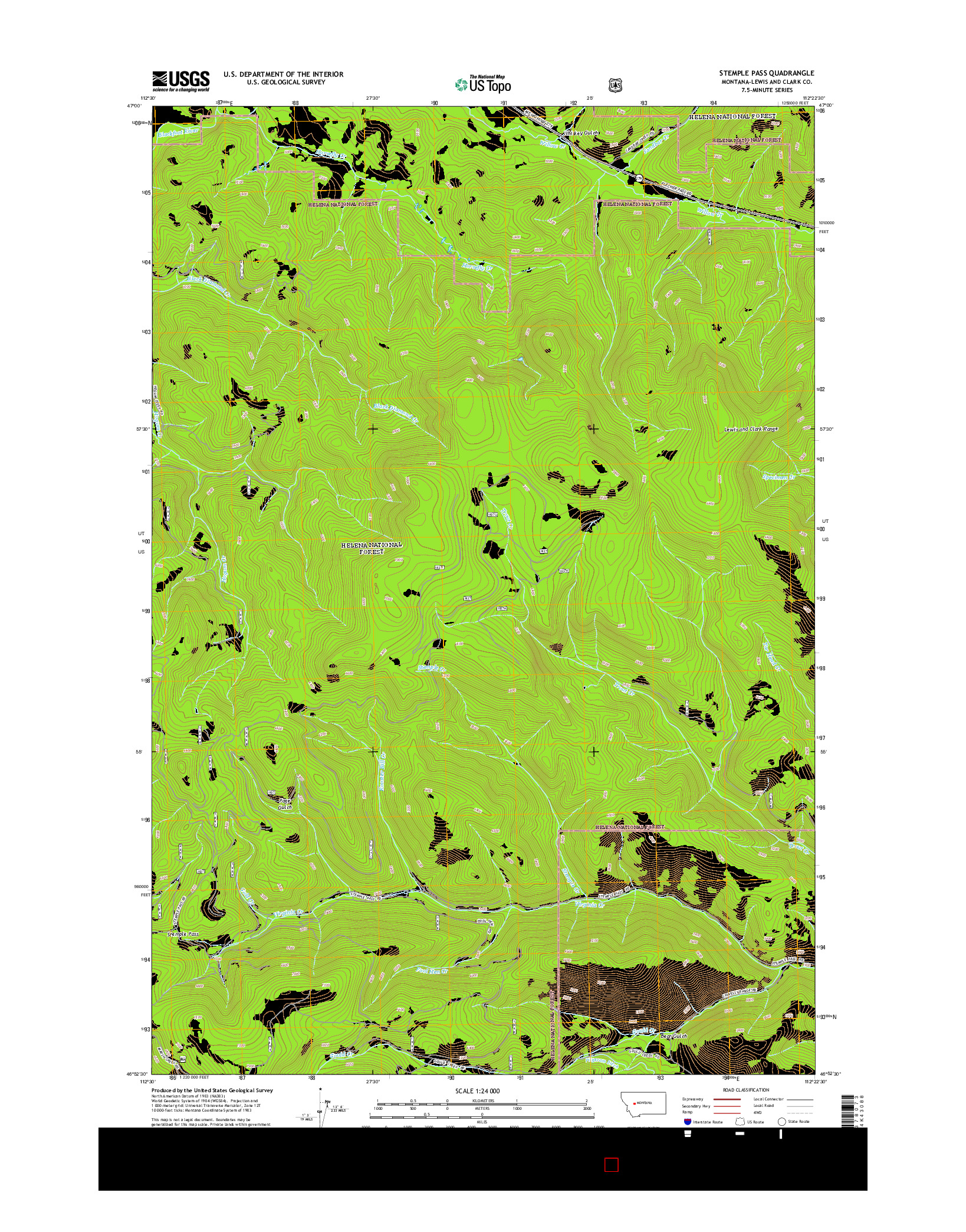 USGS US TOPO 7.5-MINUTE MAP FOR STEMPLE PASS, MT 2014