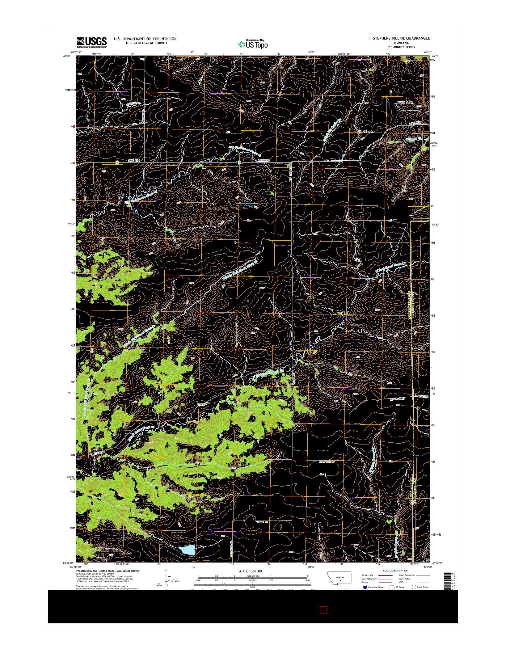 USGS US TOPO 7.5-MINUTE MAP FOR STEPHENS HILL NE, MT 2014