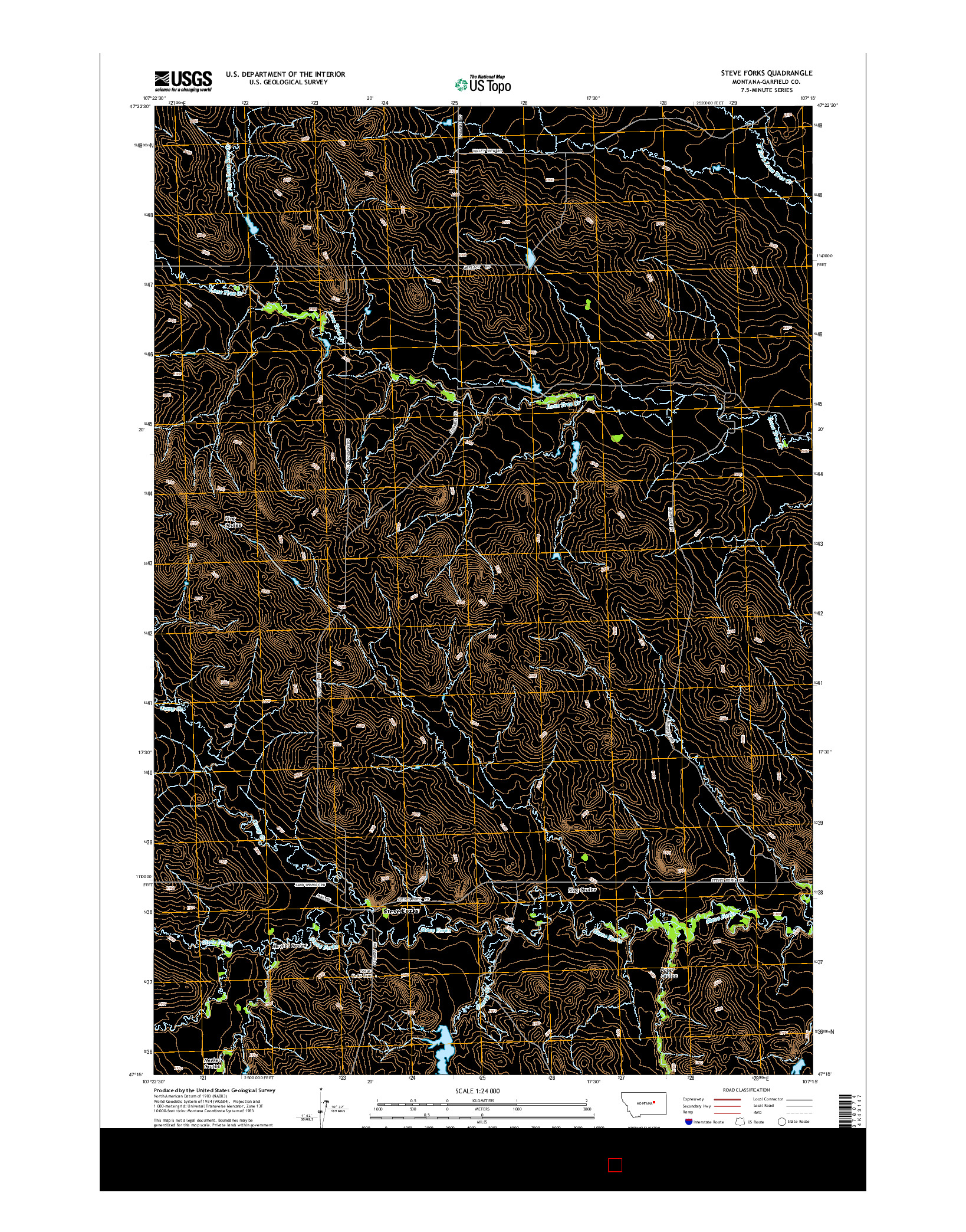 USGS US TOPO 7.5-MINUTE MAP FOR STEVE FORKS, MT 2014