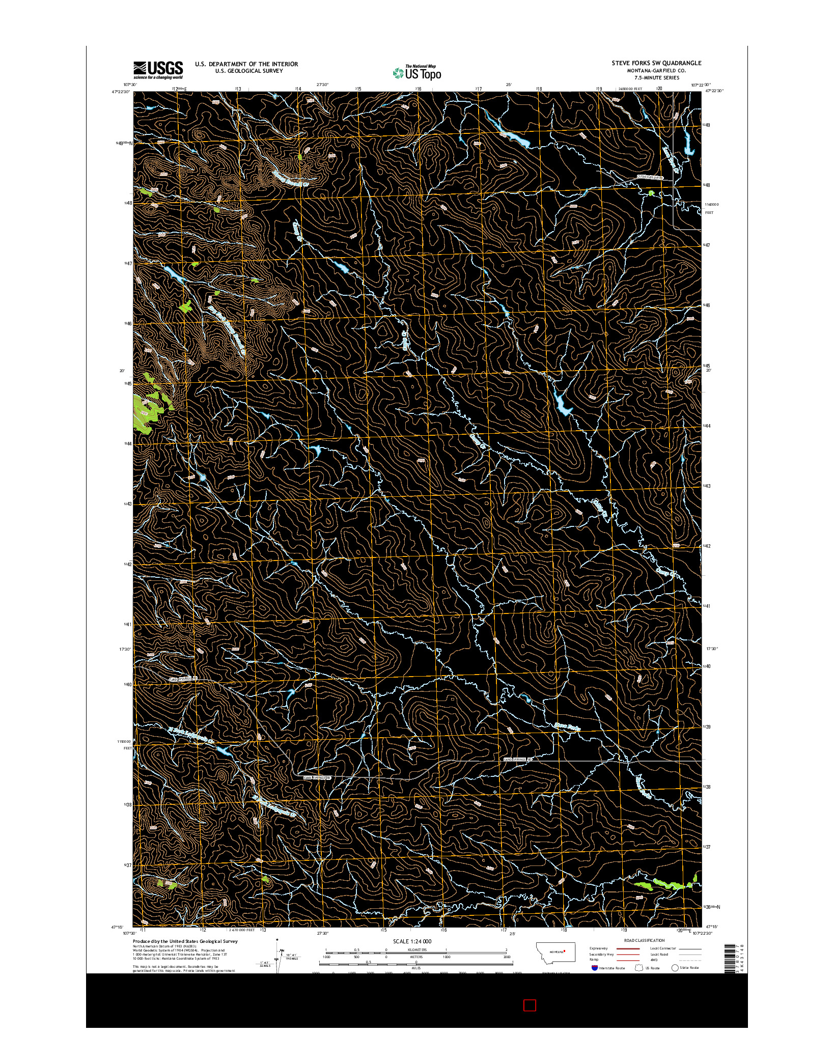 USGS US TOPO 7.5-MINUTE MAP FOR STEVE FORKS SW, MT 2014