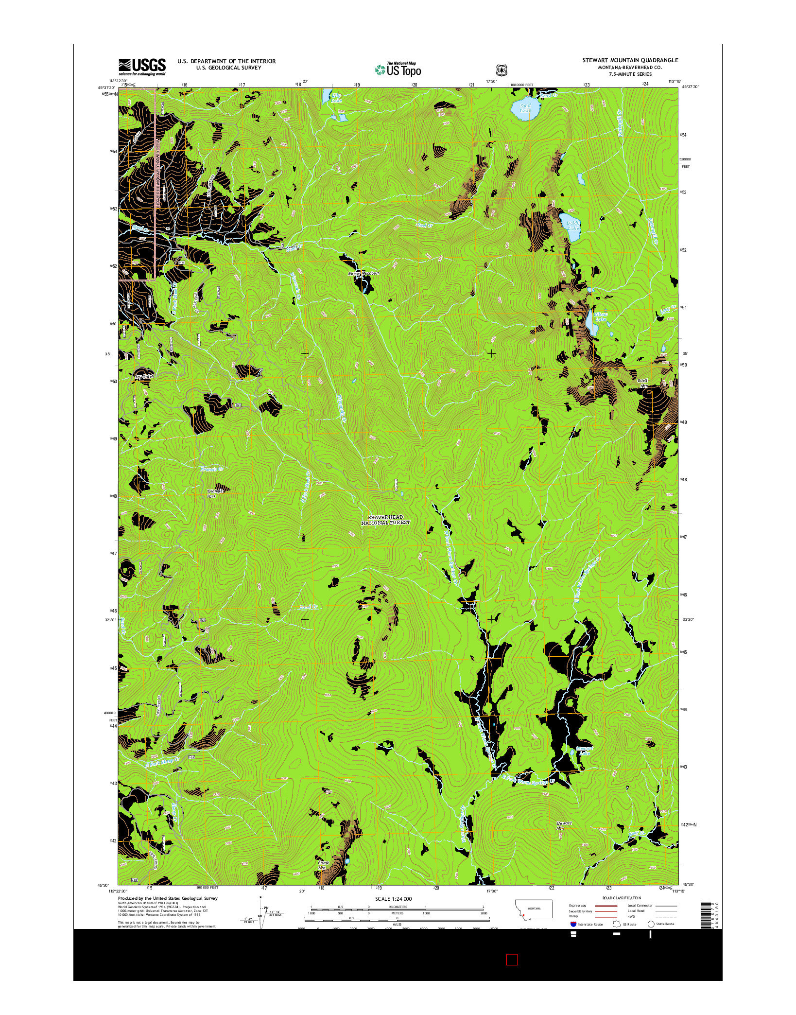 USGS US TOPO 7.5-MINUTE MAP FOR STEWART MOUNTAIN, MT 2014