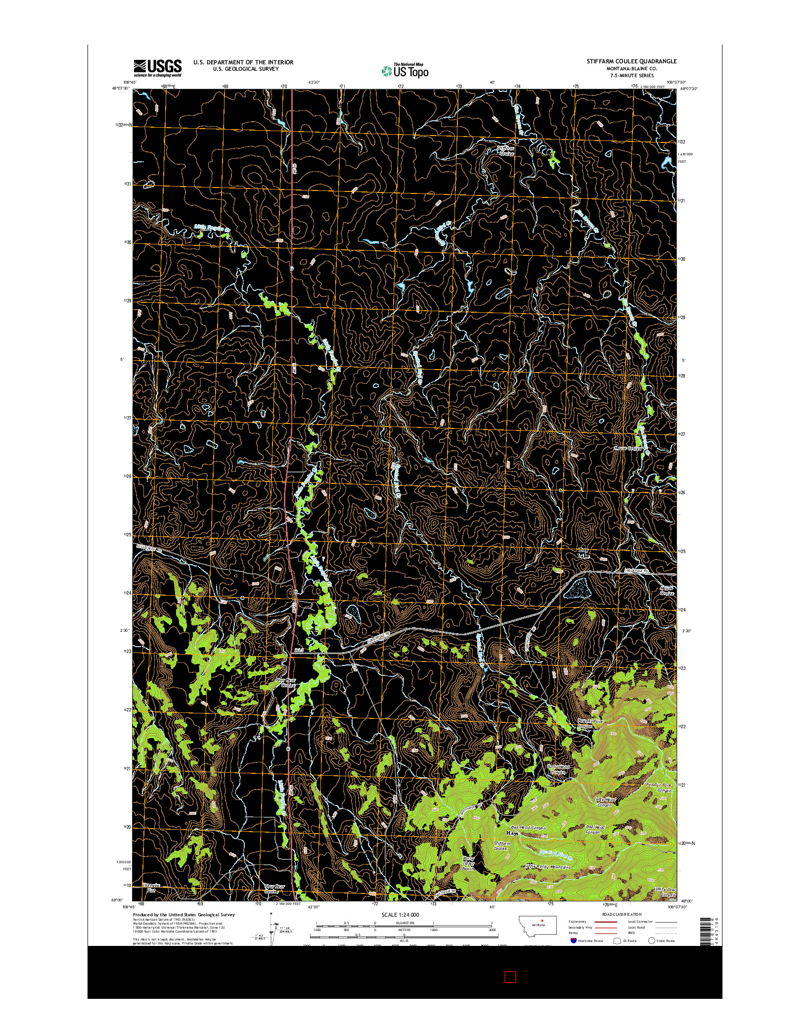 USGS US TOPO 7.5-MINUTE MAP FOR STIFFARM COULEE, MT 2014