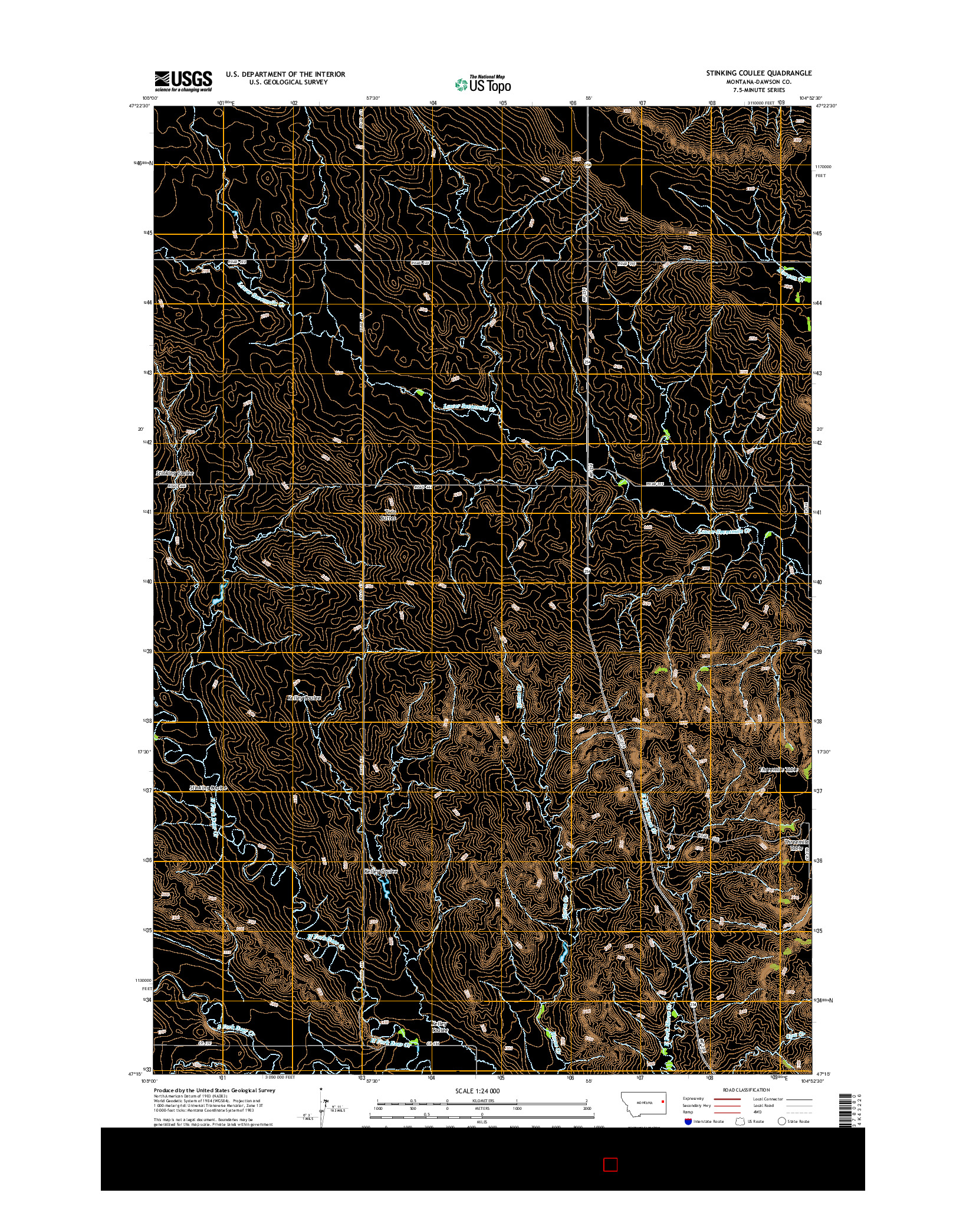 USGS US TOPO 7.5-MINUTE MAP FOR STINKING COULEE, MT 2014