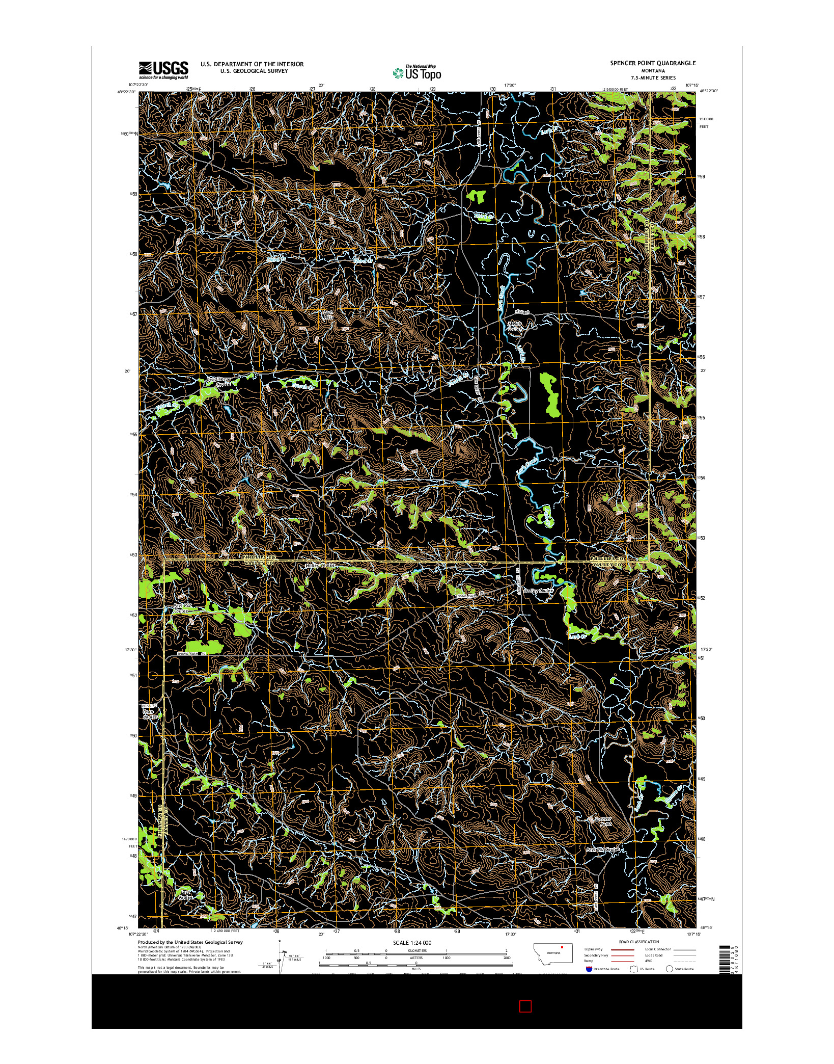 USGS US TOPO 7.5-MINUTE MAP FOR SPENCER POINT, MT 2014