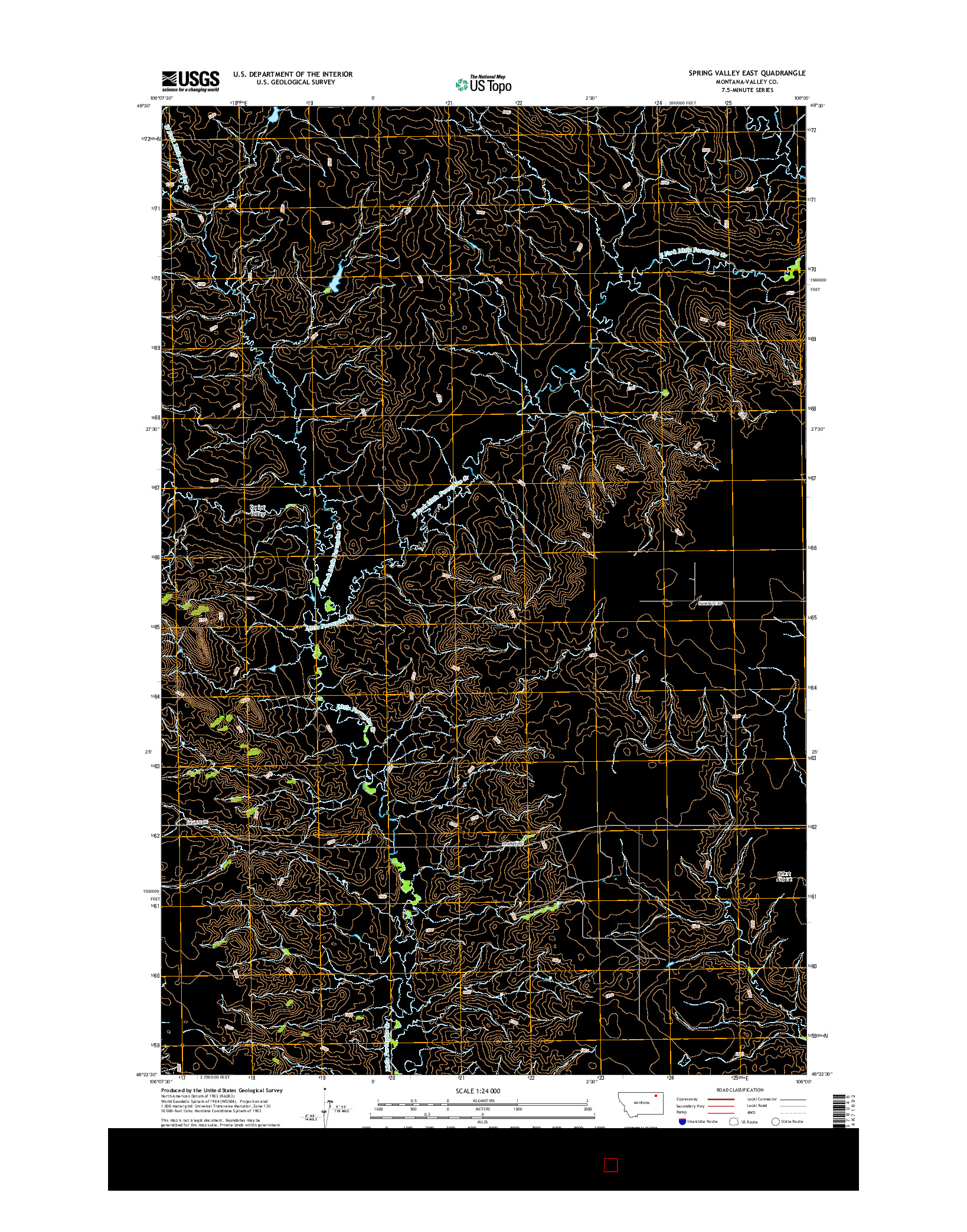 USGS US TOPO 7.5-MINUTE MAP FOR SPRING VALLEY EAST, MT 2014