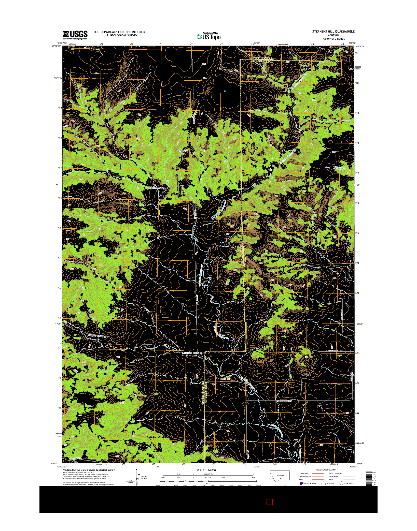 USGS US TOPO 7.5-MINUTE MAP FOR STEPHENS HILL, MT 2014