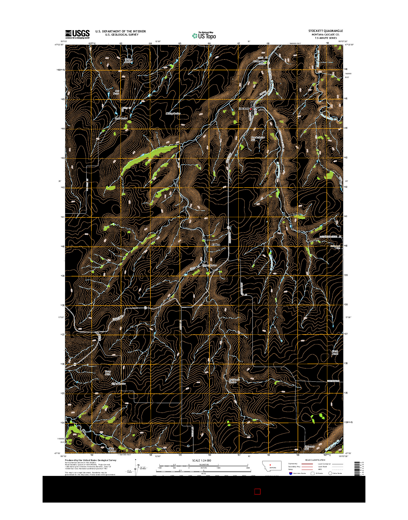 USGS US TOPO 7.5-MINUTE MAP FOR STOCKETT, MT 2014