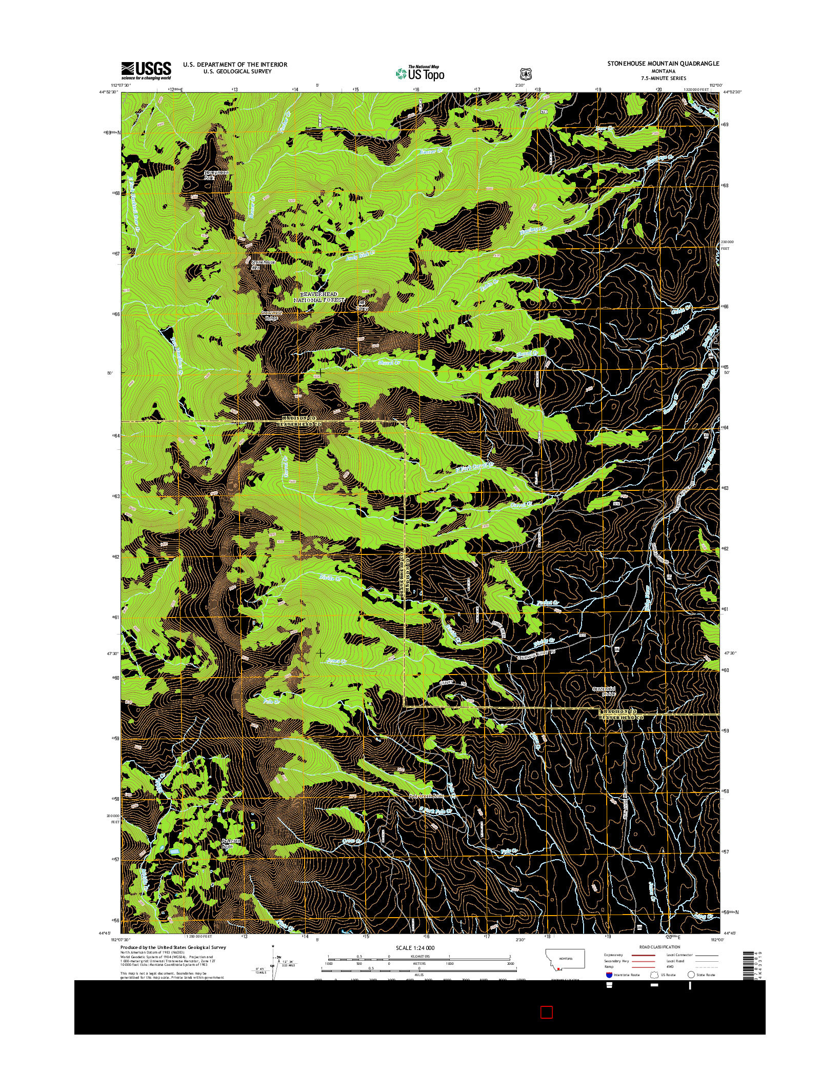 USGS US TOPO 7.5-MINUTE MAP FOR STONEHOUSE MOUNTAIN, MT 2014
