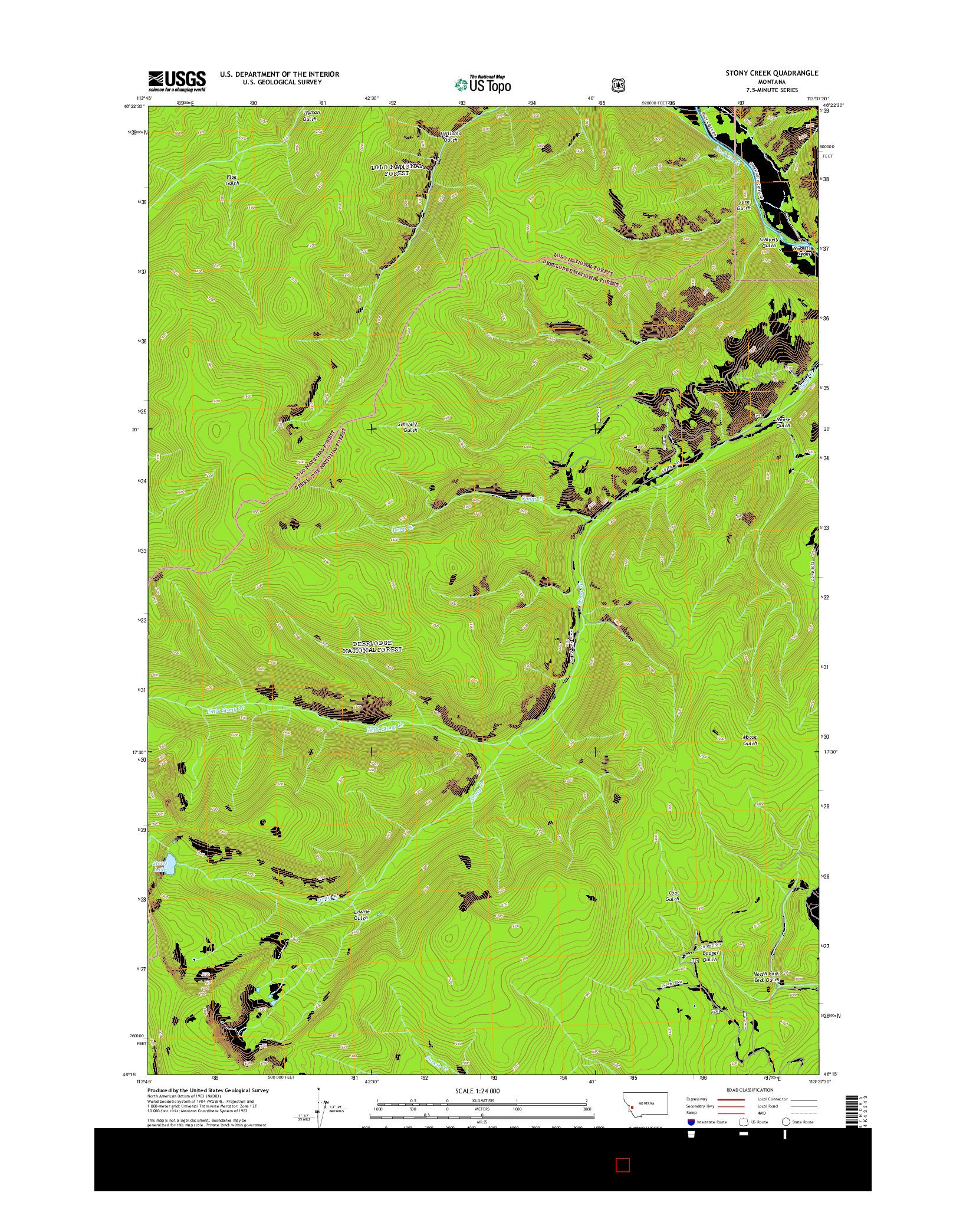 USGS US TOPO 7.5-MINUTE MAP FOR STONY CREEK, MT 2014