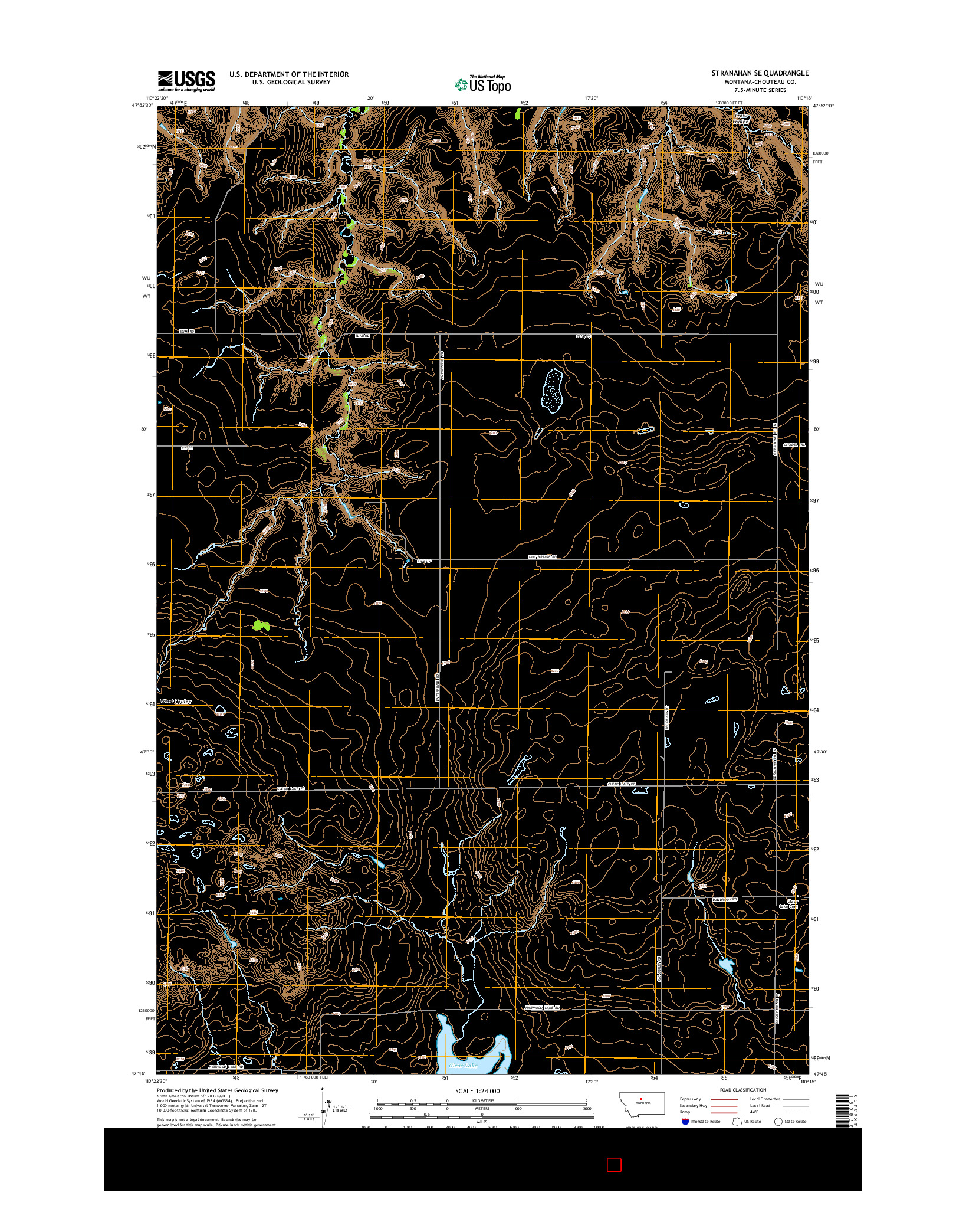 USGS US TOPO 7.5-MINUTE MAP FOR STRANAHAN SE, MT 2014