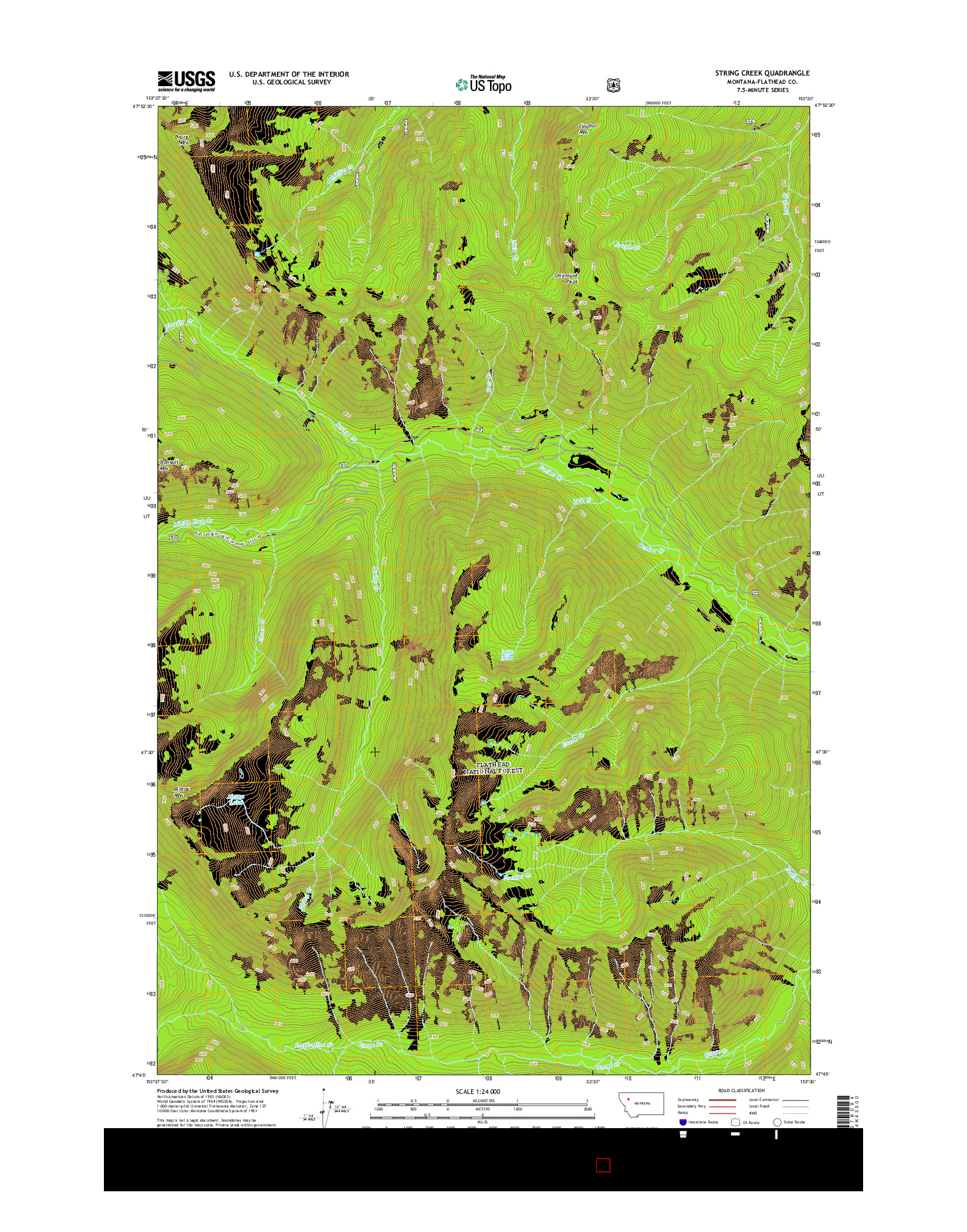 USGS US TOPO 7.5-MINUTE MAP FOR STRING CREEK, MT 2014