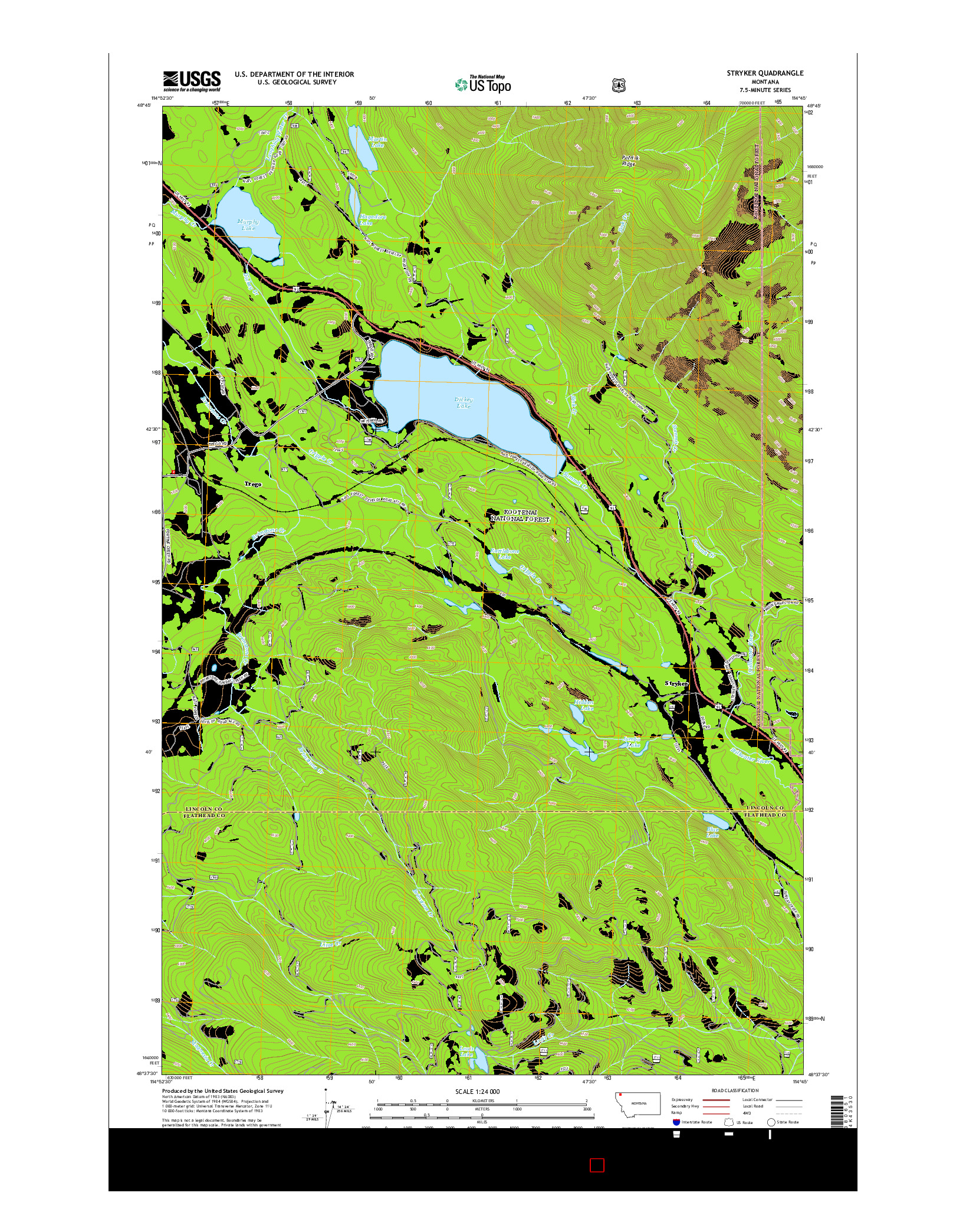 USGS US TOPO 7.5-MINUTE MAP FOR STRYKER, MT 2014