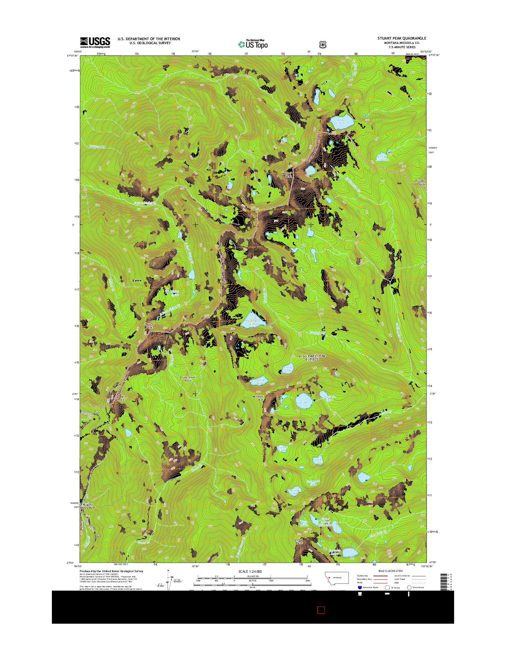 USGS US TOPO 7.5-MINUTE MAP FOR STUART PEAK, MT 2014