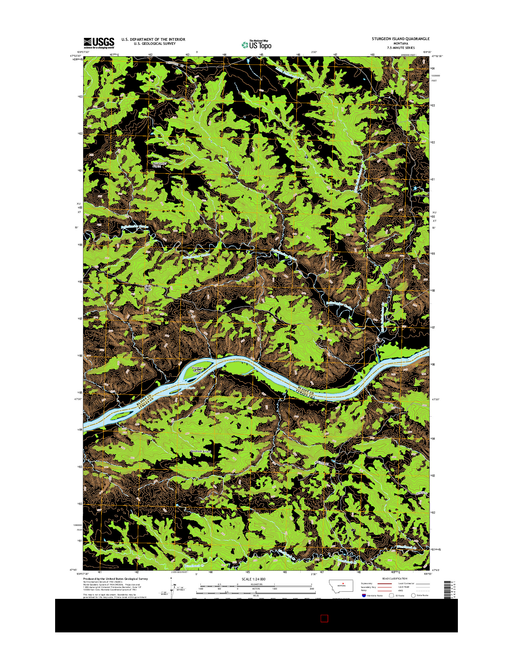 USGS US TOPO 7.5-MINUTE MAP FOR STURGEON ISLAND, MT 2014