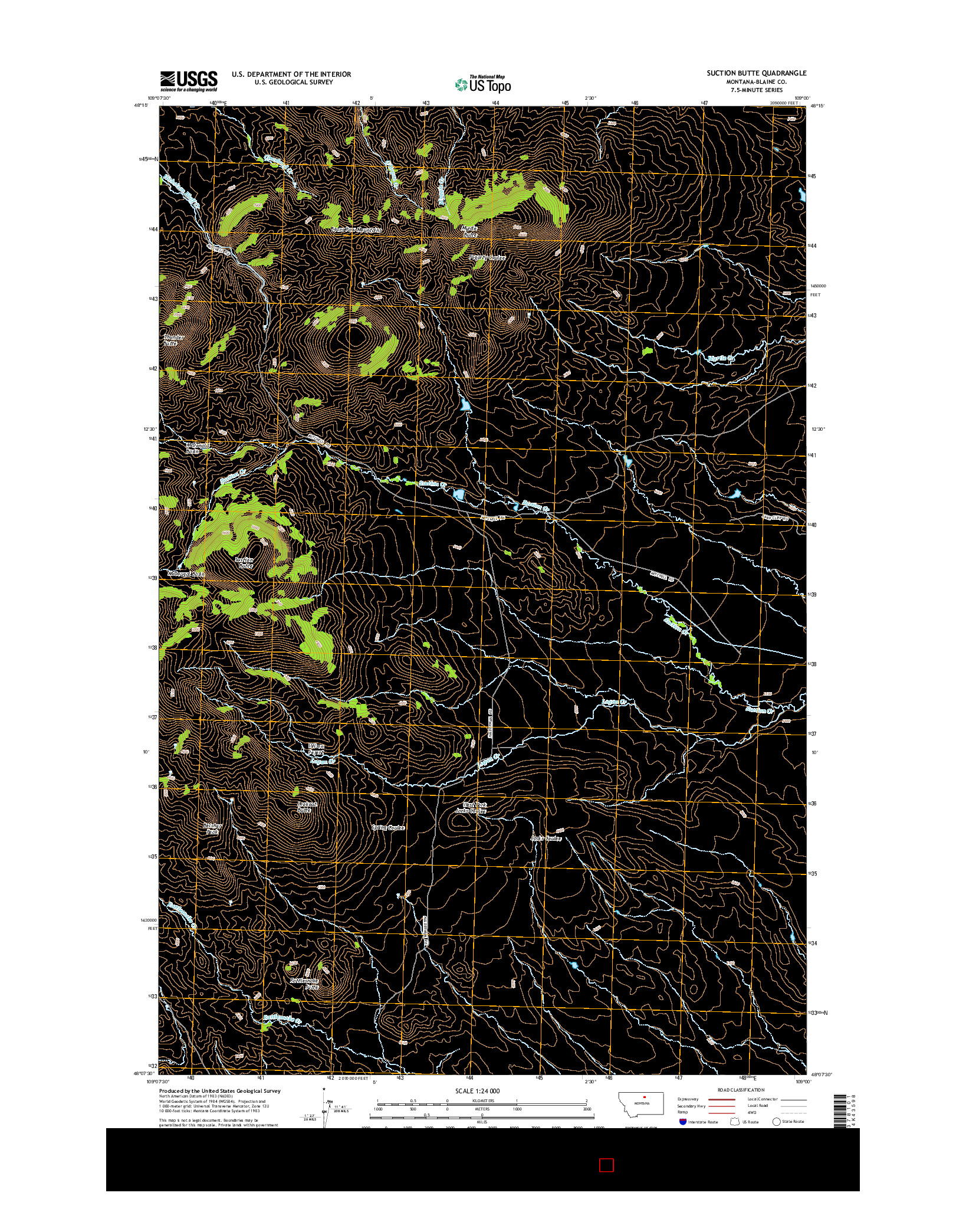 USGS US TOPO 7.5-MINUTE MAP FOR SUCTION BUTTE, MT 2014