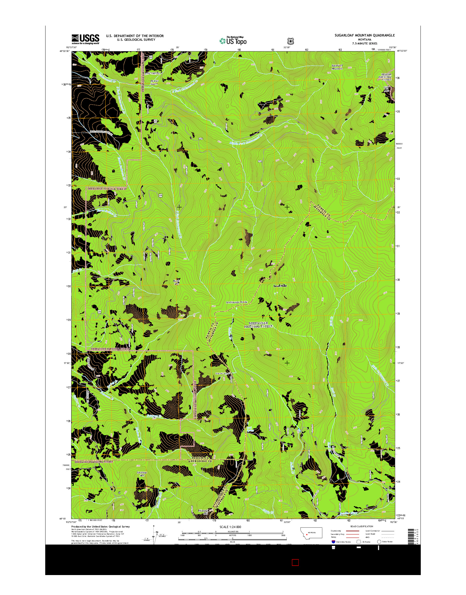 USGS US TOPO 7.5-MINUTE MAP FOR SUGARLOAF MOUNTAIN, MT 2014