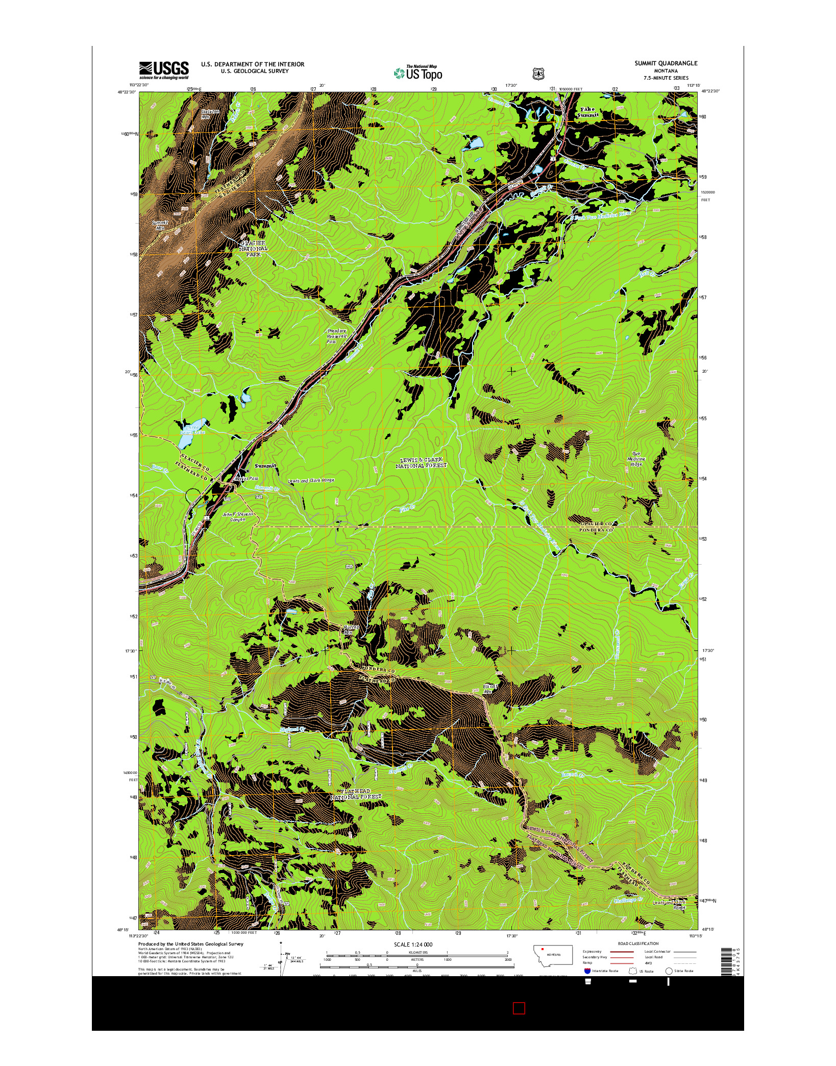 USGS US TOPO 7.5-MINUTE MAP FOR SUMMIT, MT 2014