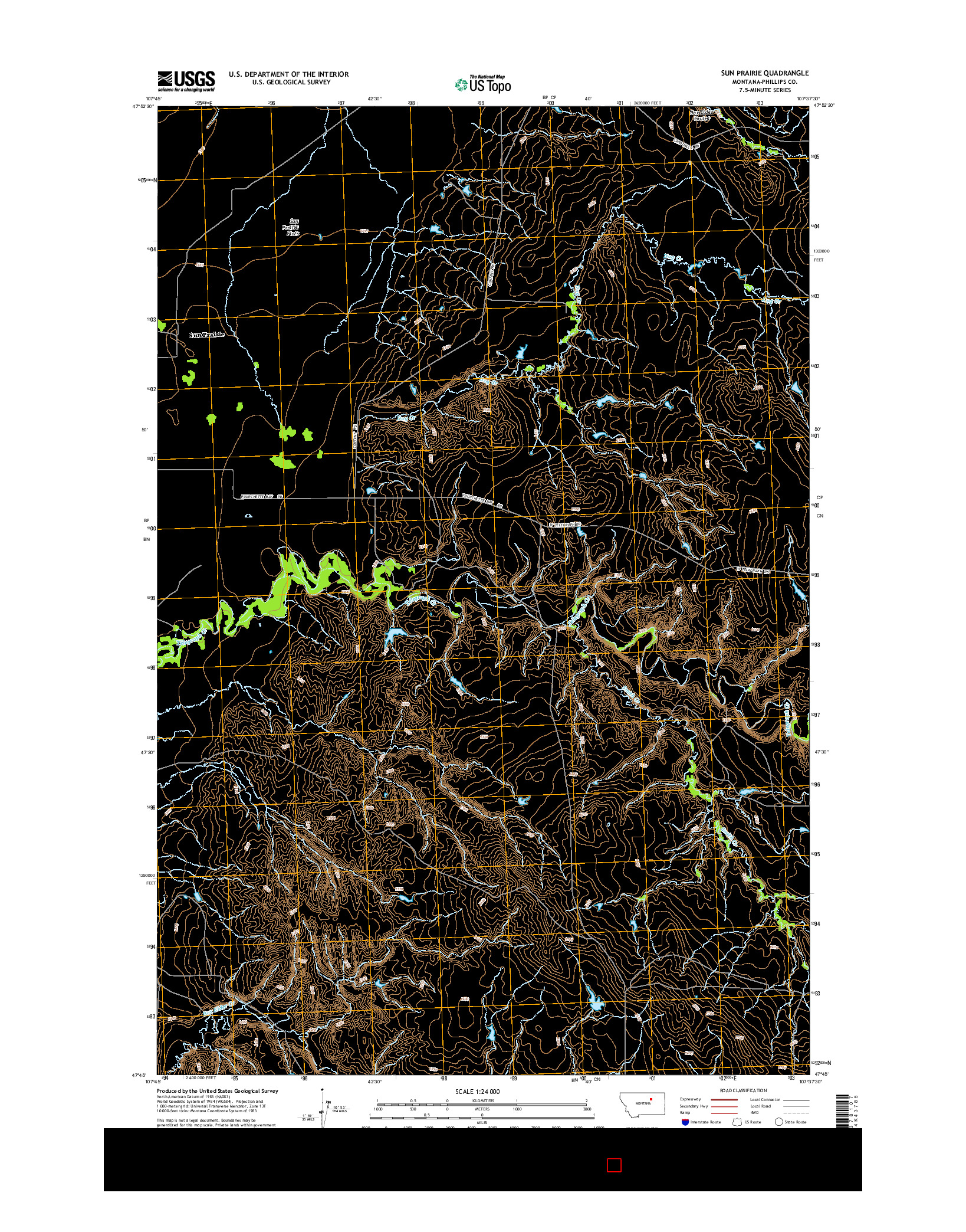 USGS US TOPO 7.5-MINUTE MAP FOR SUN PRAIRIE, MT 2014