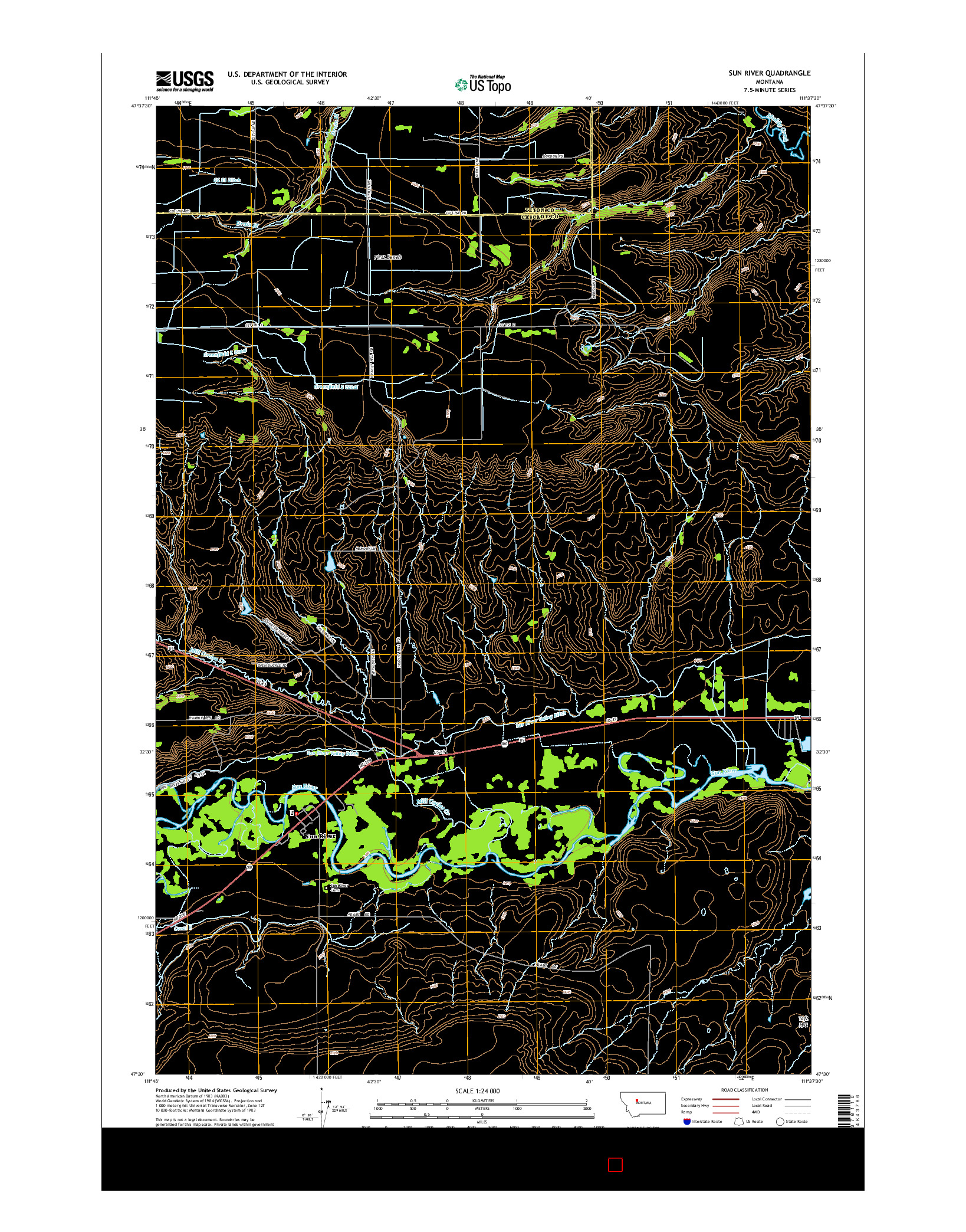 USGS US TOPO 7.5-MINUTE MAP FOR SUN RIVER, MT 2014
