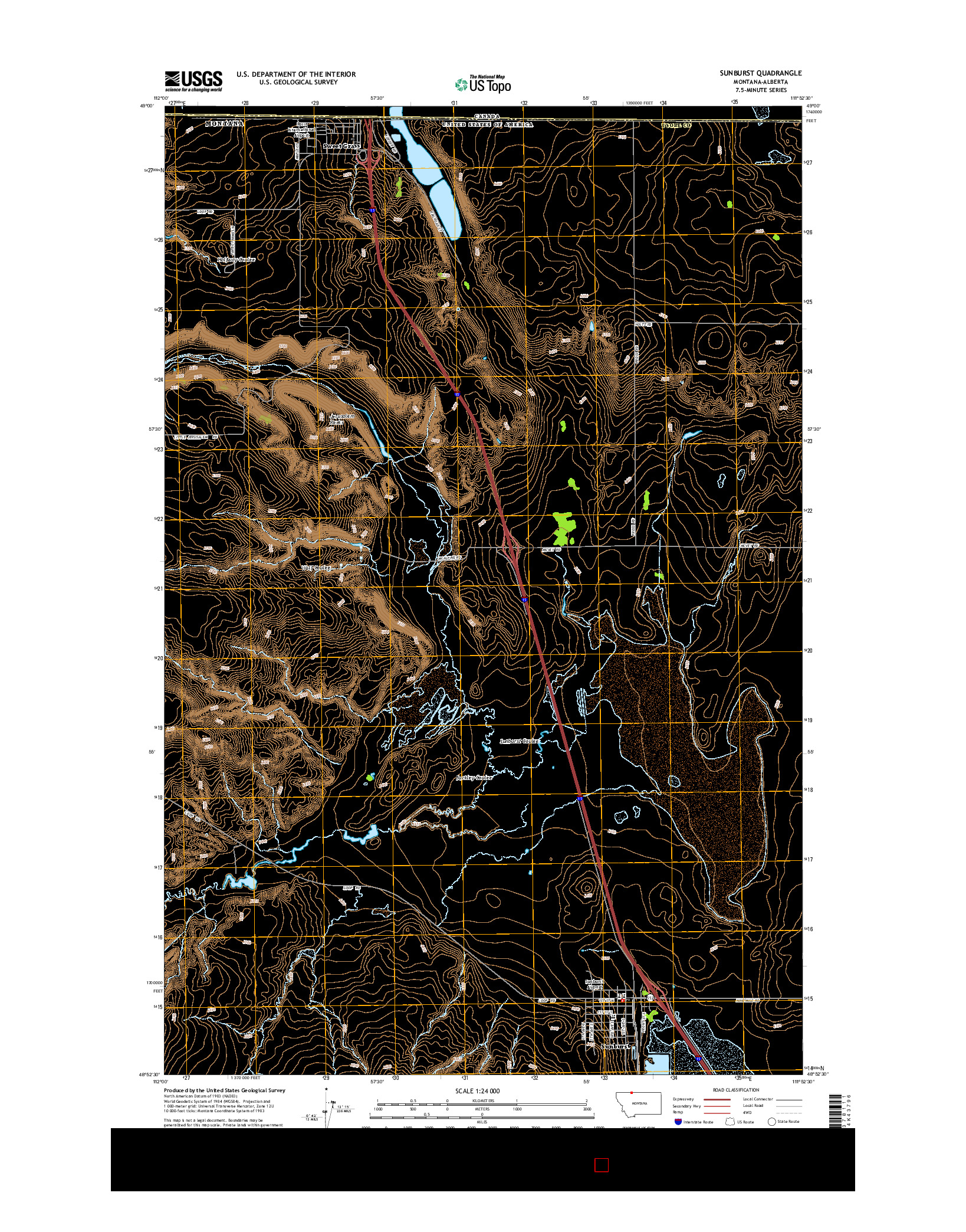 USGS US TOPO 7.5-MINUTE MAP FOR SUNBURST, MT-AB 2014