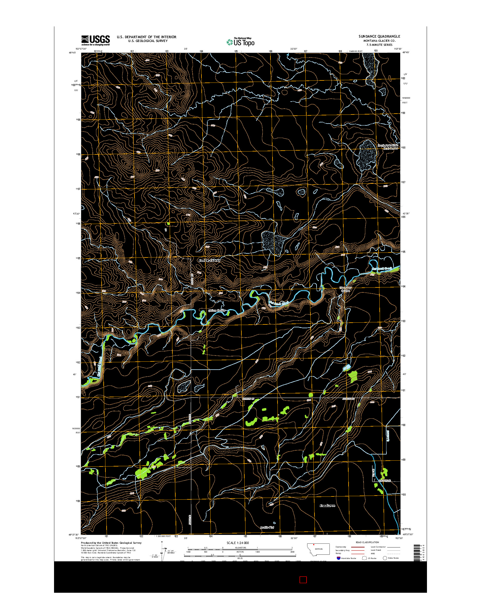 USGS US TOPO 7.5-MINUTE MAP FOR SUNDANCE, MT 2014
