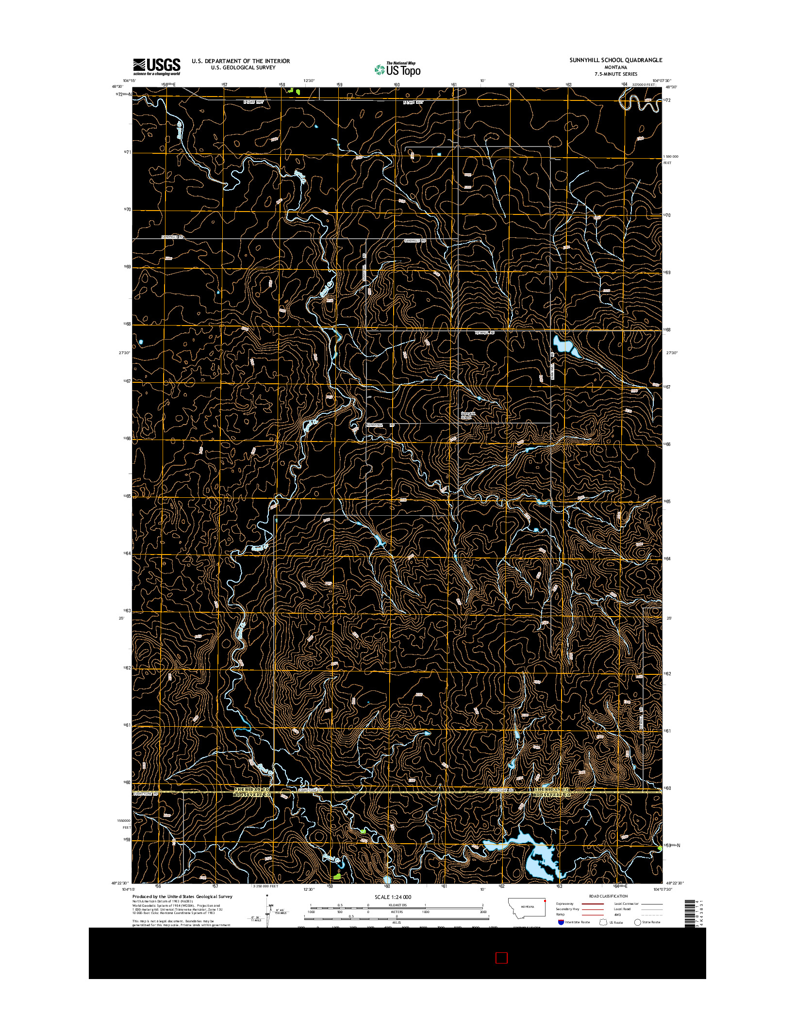 USGS US TOPO 7.5-MINUTE MAP FOR SUNNYHILL SCHOOL, MT 2014