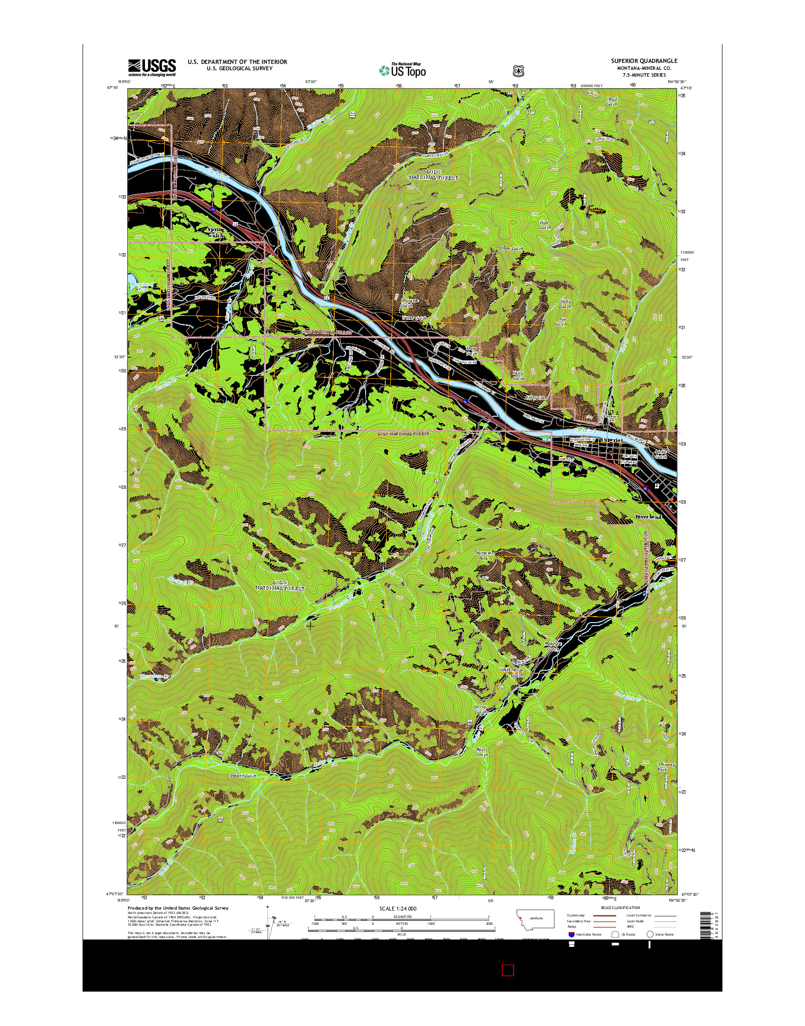 USGS US TOPO 7.5-MINUTE MAP FOR SUPERIOR, MT 2014