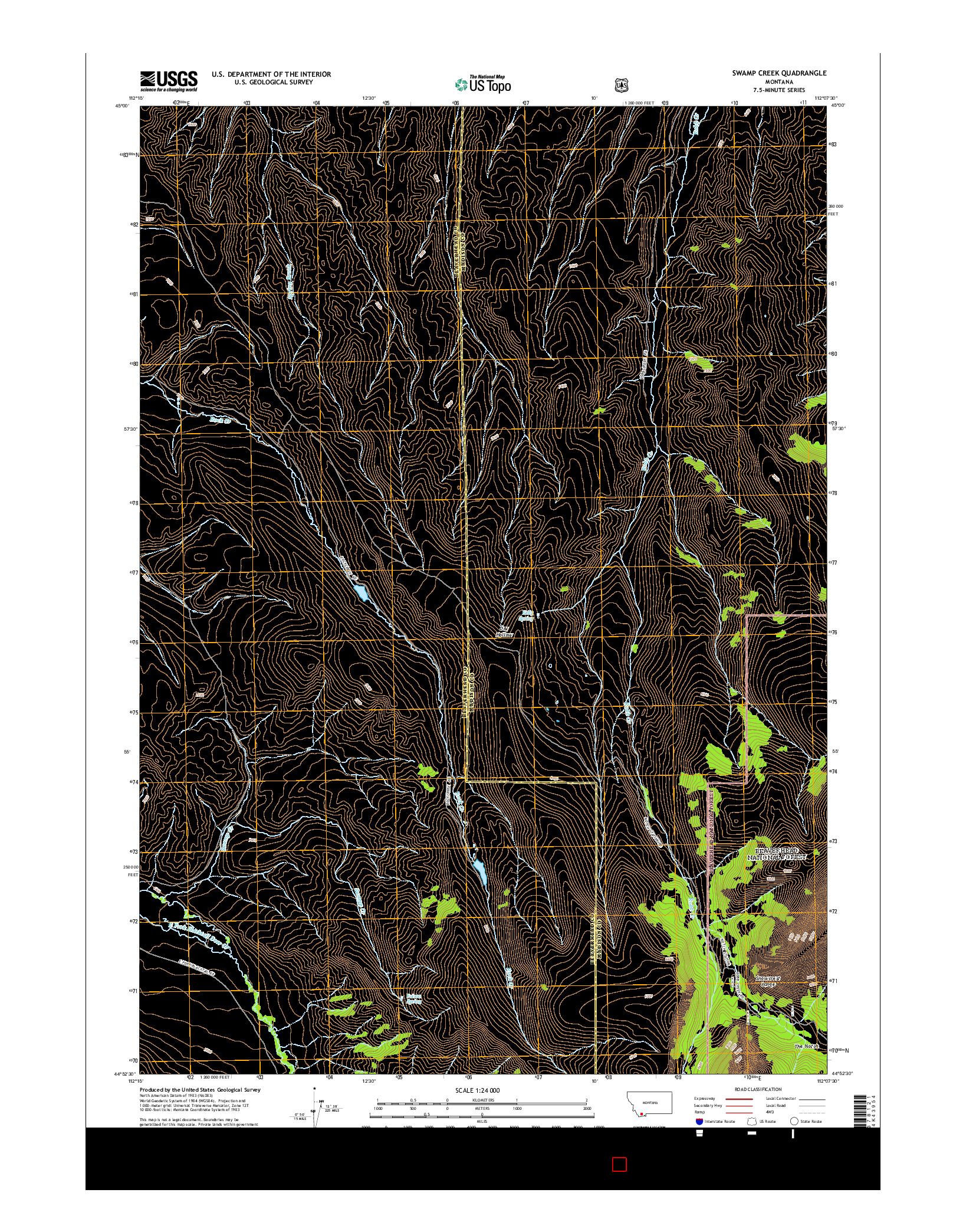 USGS US TOPO 7.5-MINUTE MAP FOR SWAMP CREEK, MT 2014
