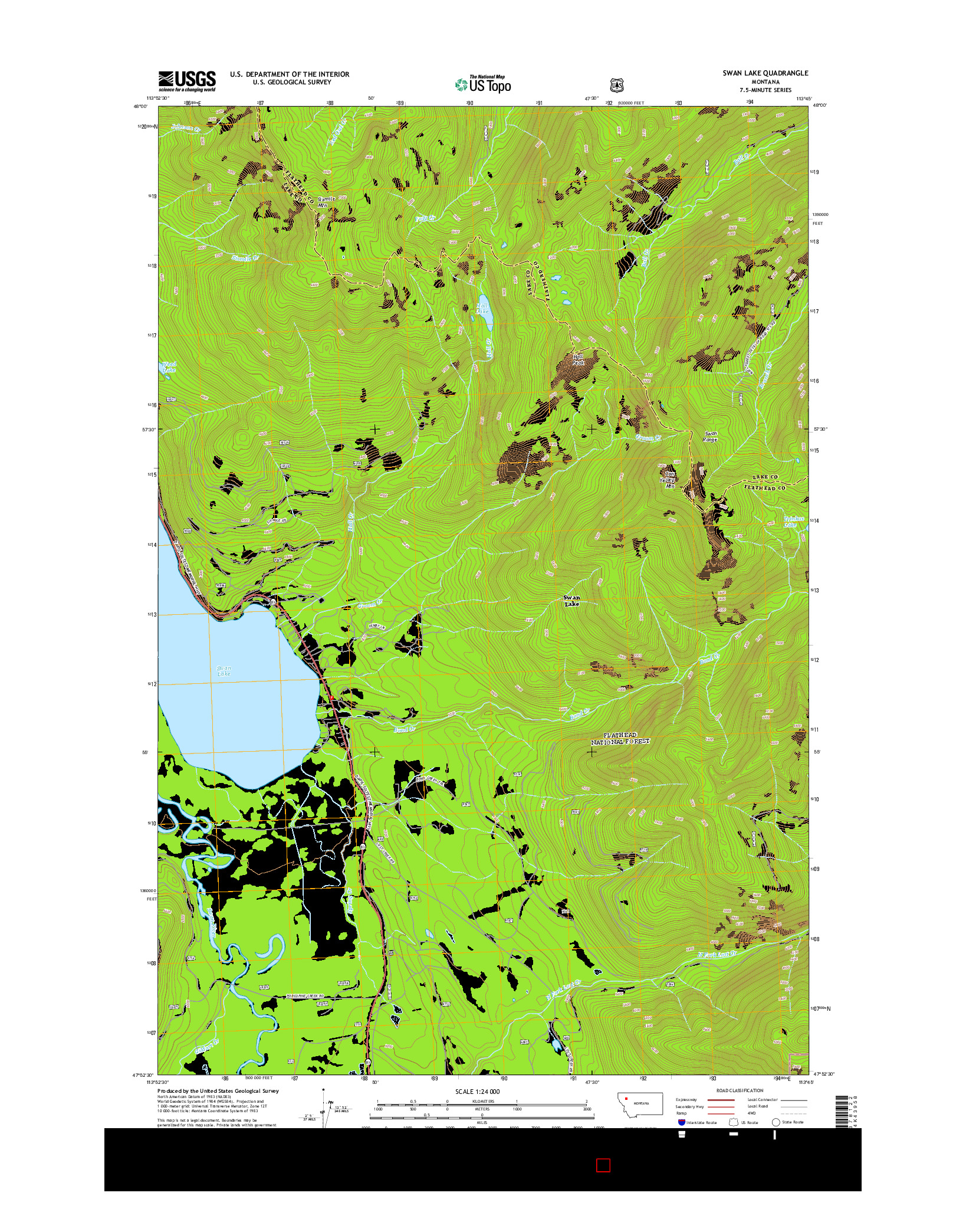 USGS US TOPO 7.5-MINUTE MAP FOR SWAN LAKE, MT 2014