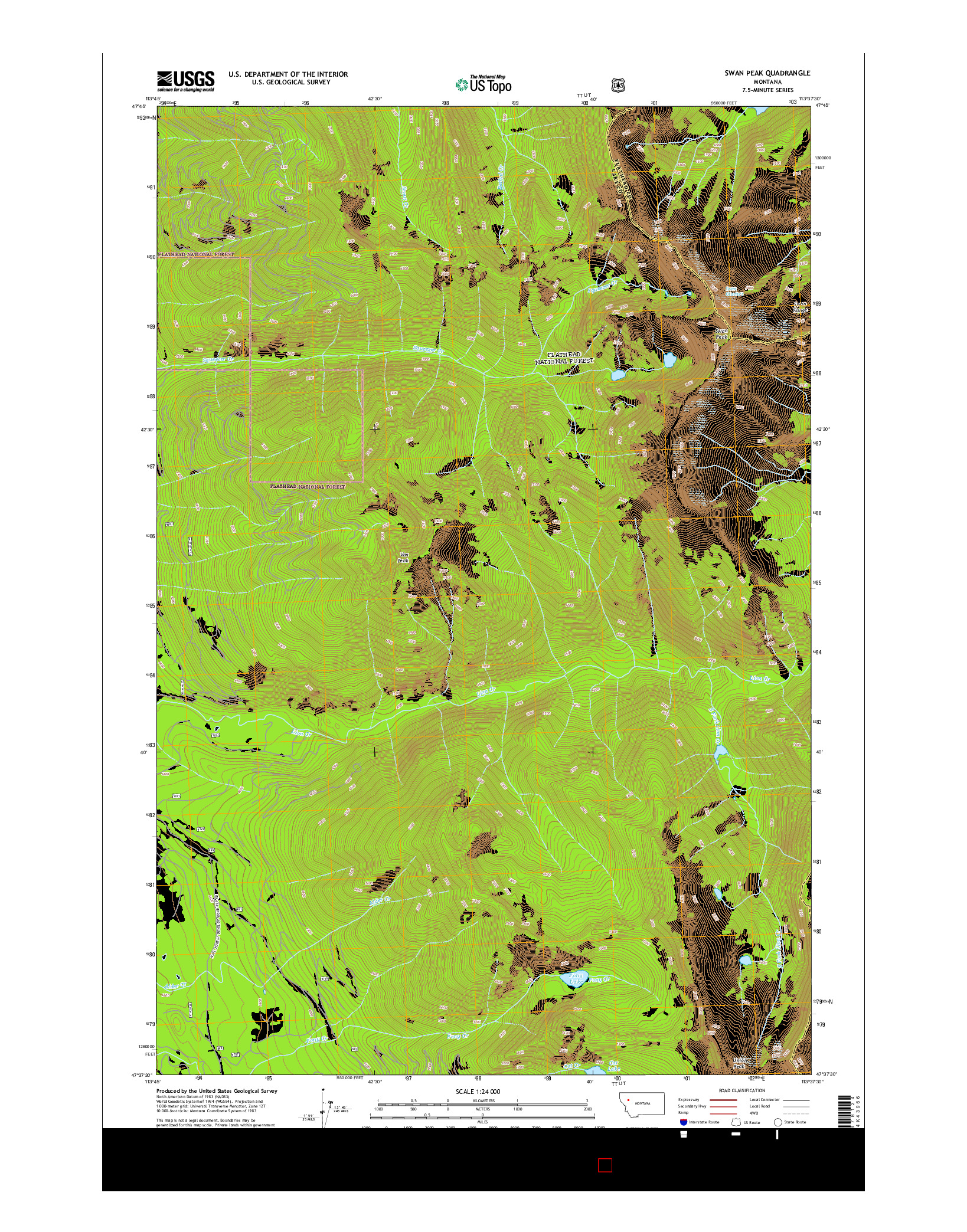 USGS US TOPO 7.5-MINUTE MAP FOR SWAN PEAK, MT 2014