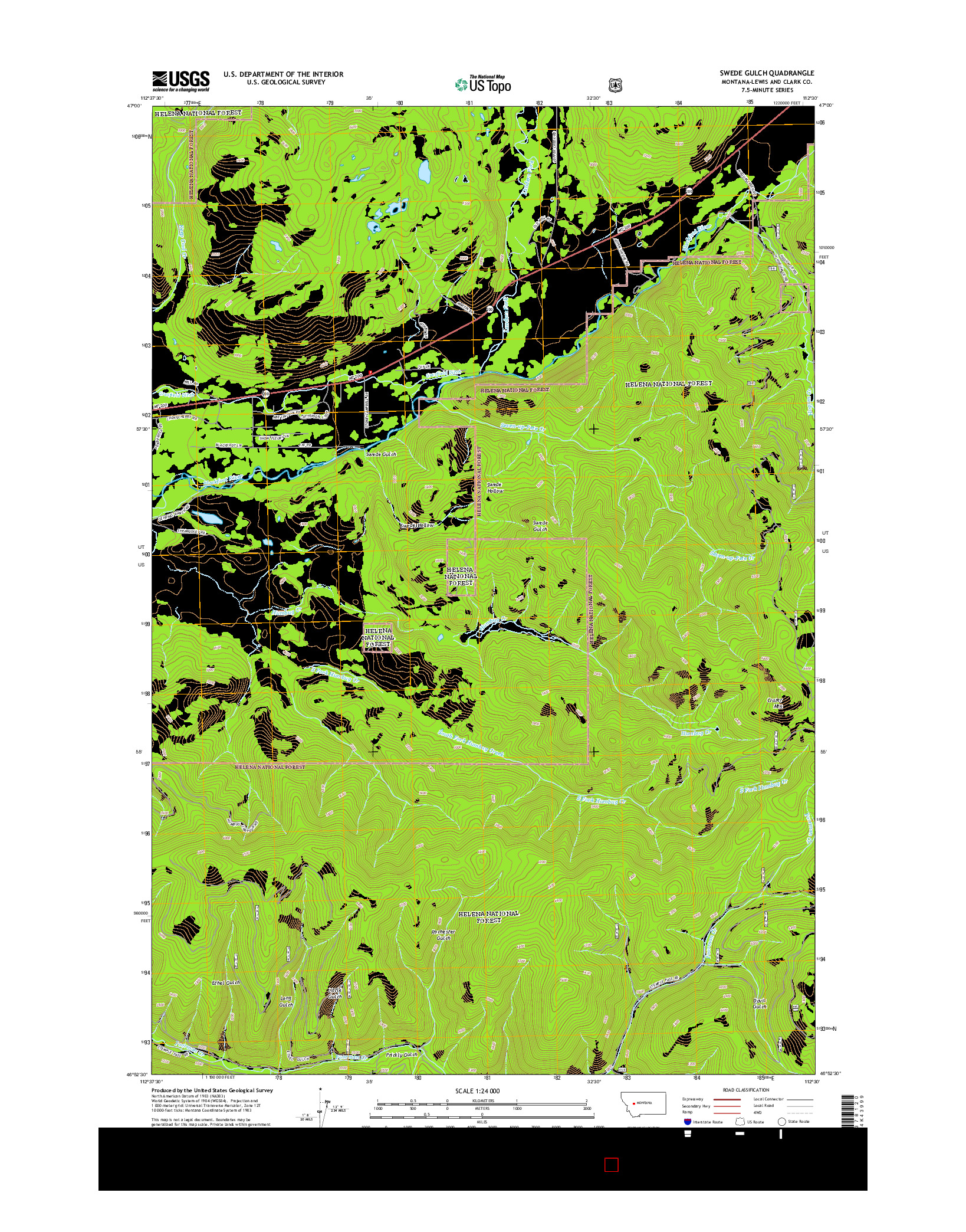 USGS US TOPO 7.5-MINUTE MAP FOR SWEDE GULCH, MT 2014