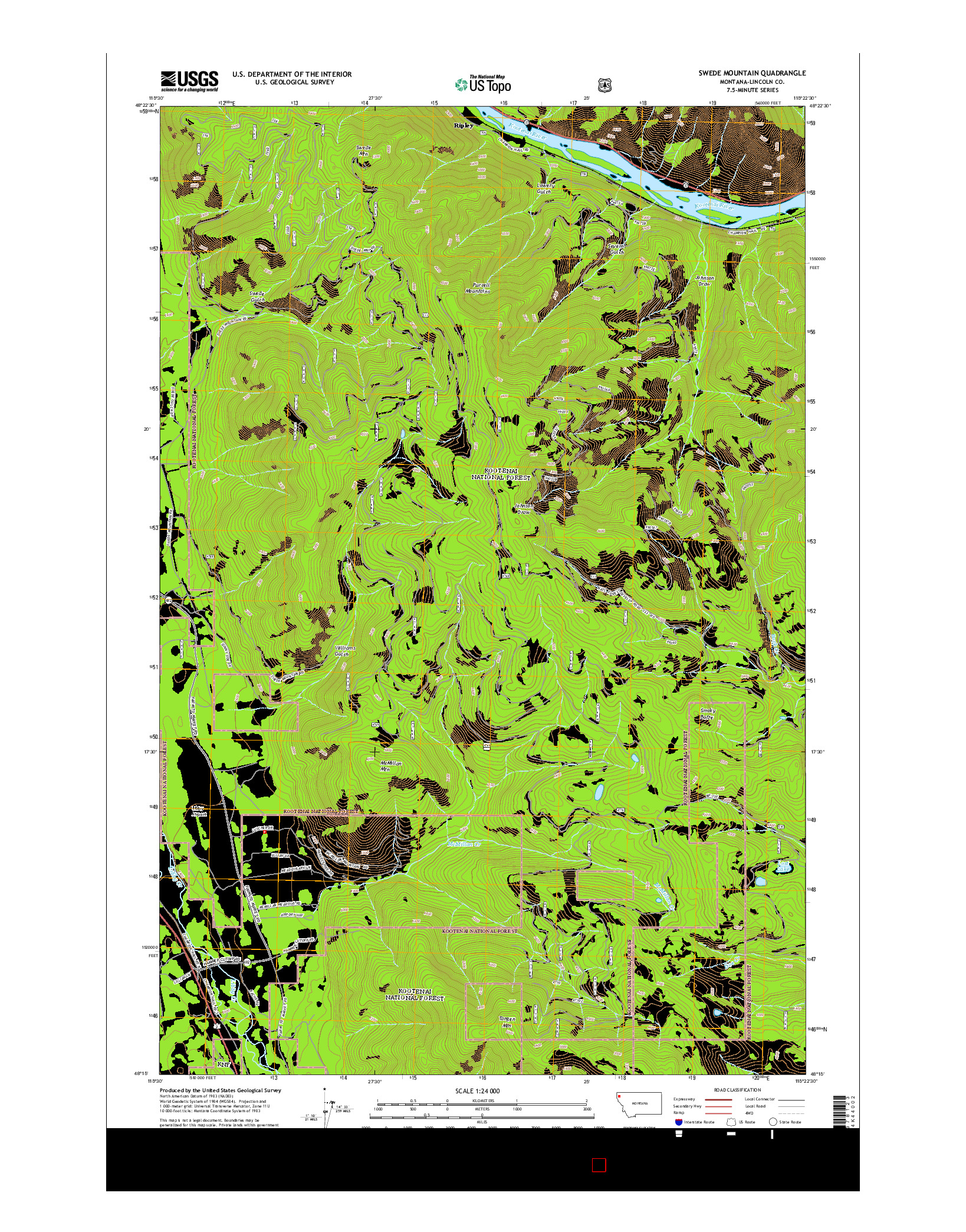 USGS US TOPO 7.5-MINUTE MAP FOR SWEDE MOUNTAIN, MT 2014