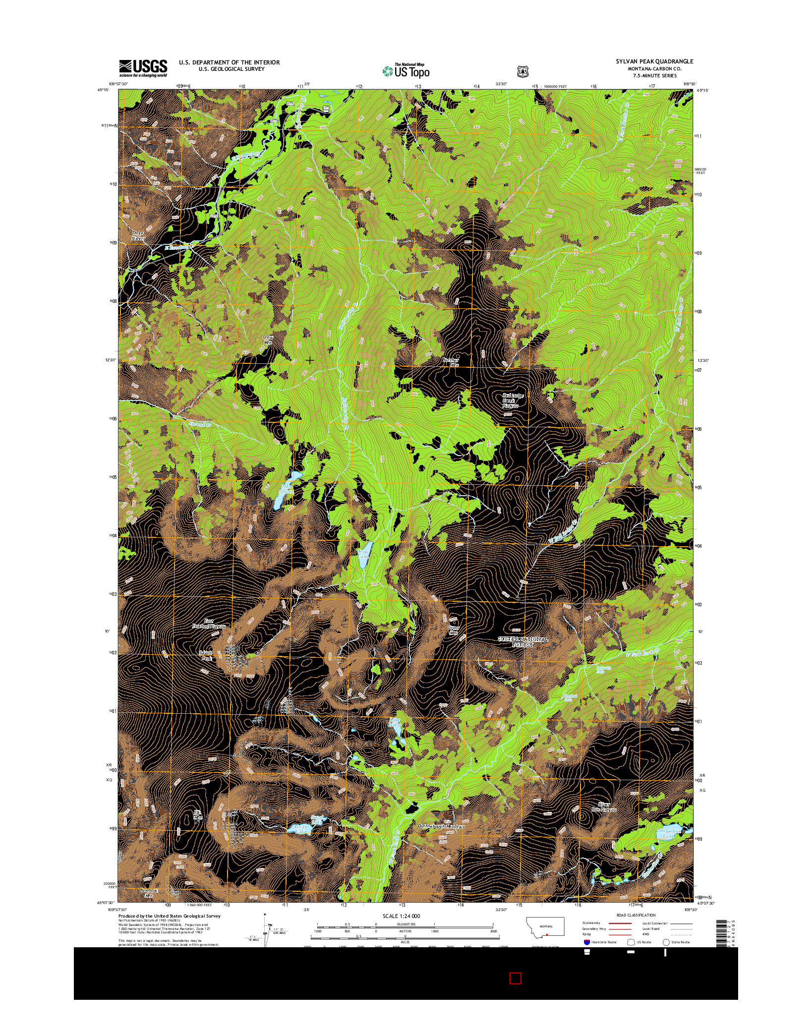 USGS US TOPO 7.5-MINUTE MAP FOR SYLVAN PEAK, MT 2014