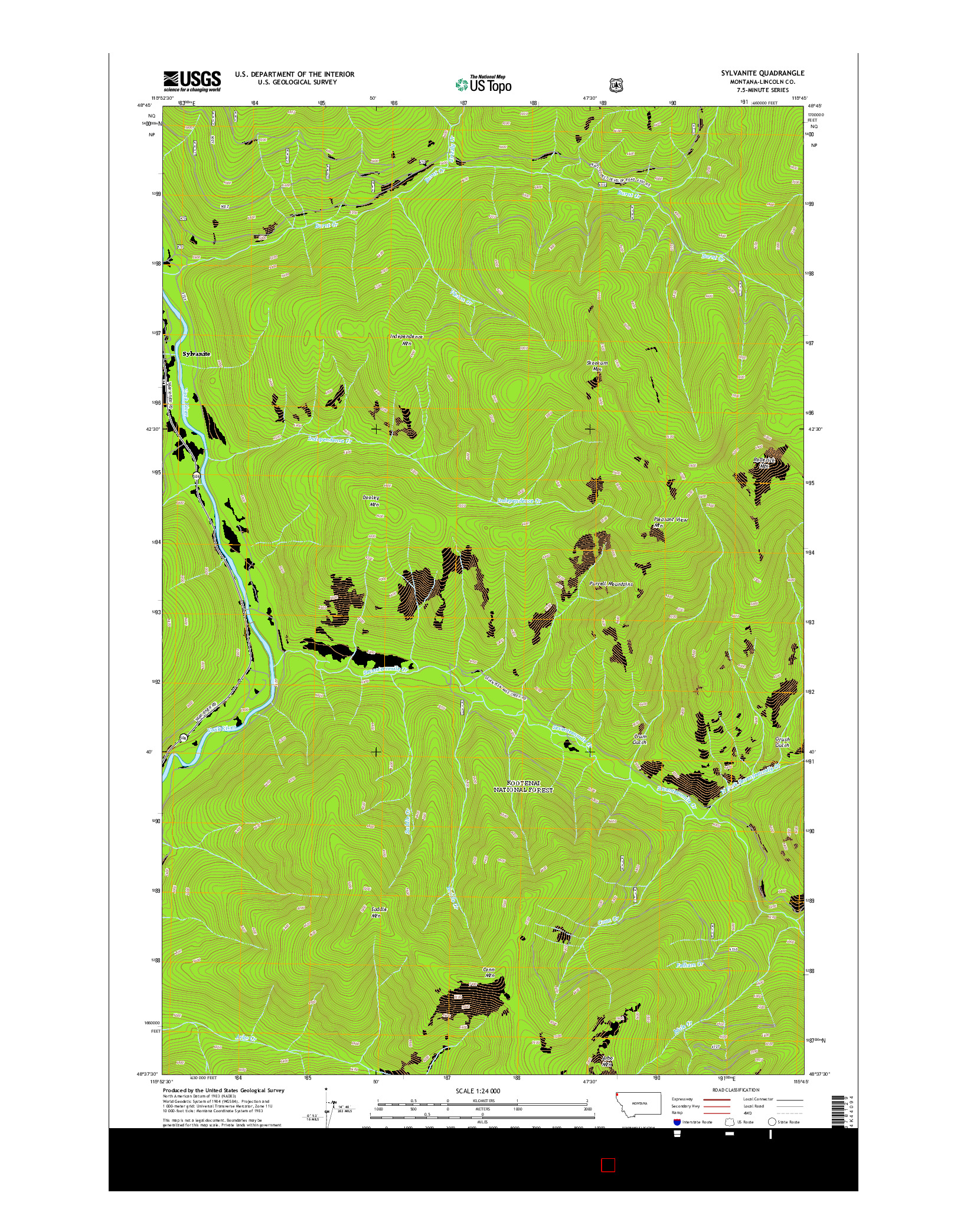 USGS US TOPO 7.5-MINUTE MAP FOR SYLVANITE, MT 2014