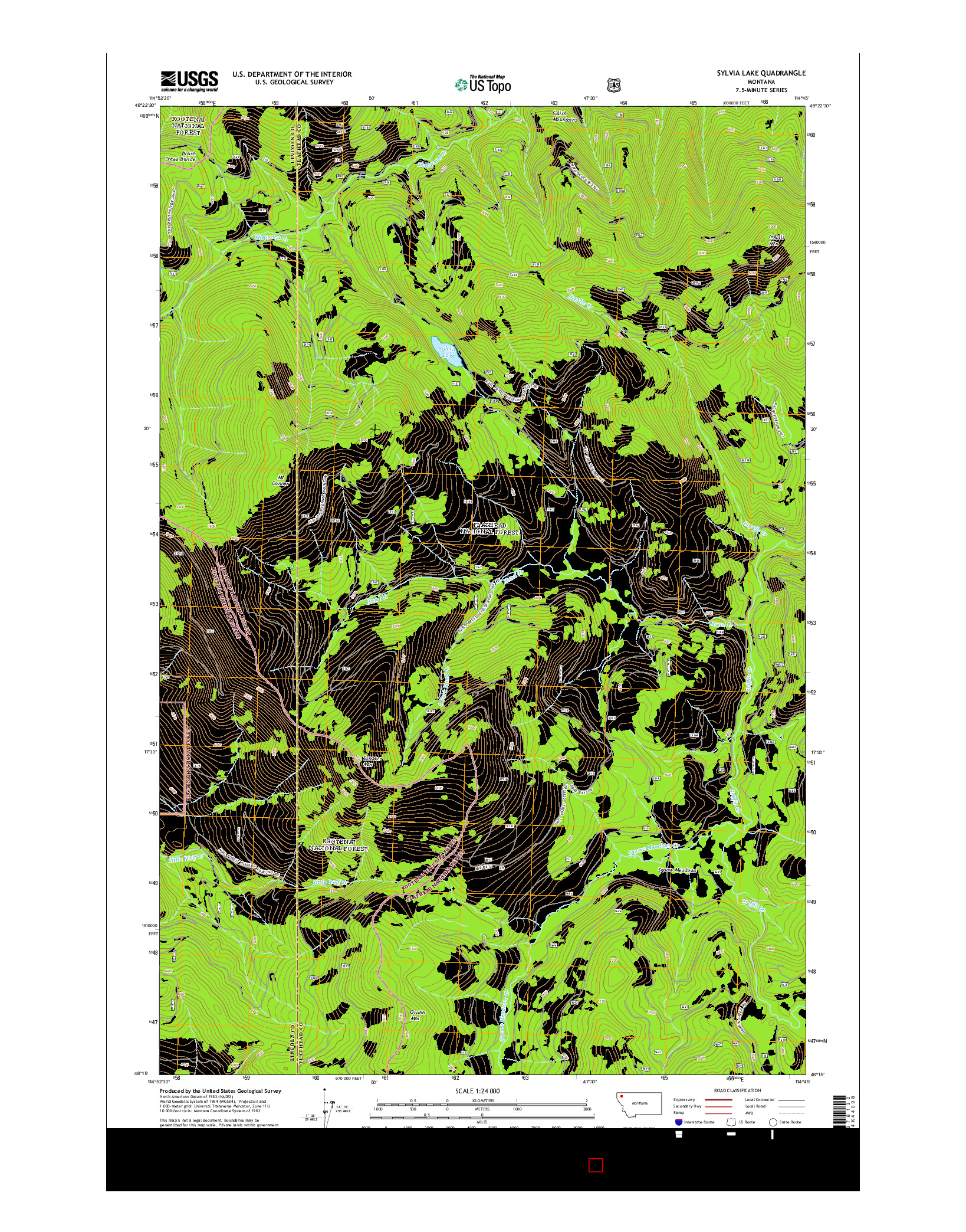 USGS US TOPO 7.5-MINUTE MAP FOR SYLVIA LAKE, MT 2014