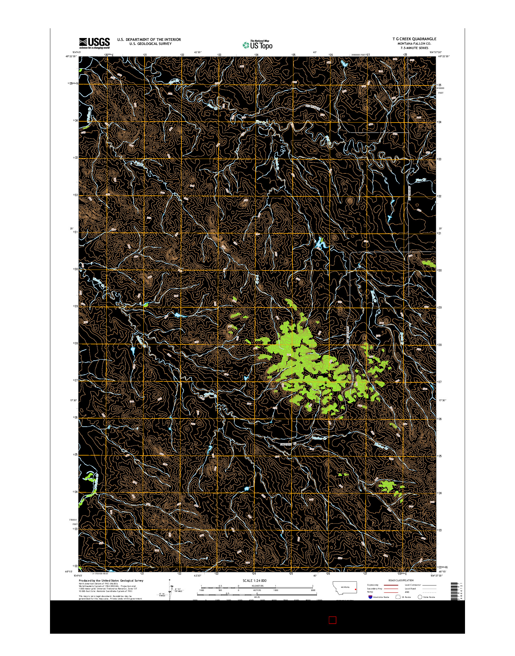 USGS US TOPO 7.5-MINUTE MAP FOR T G CREEK, MT 2014