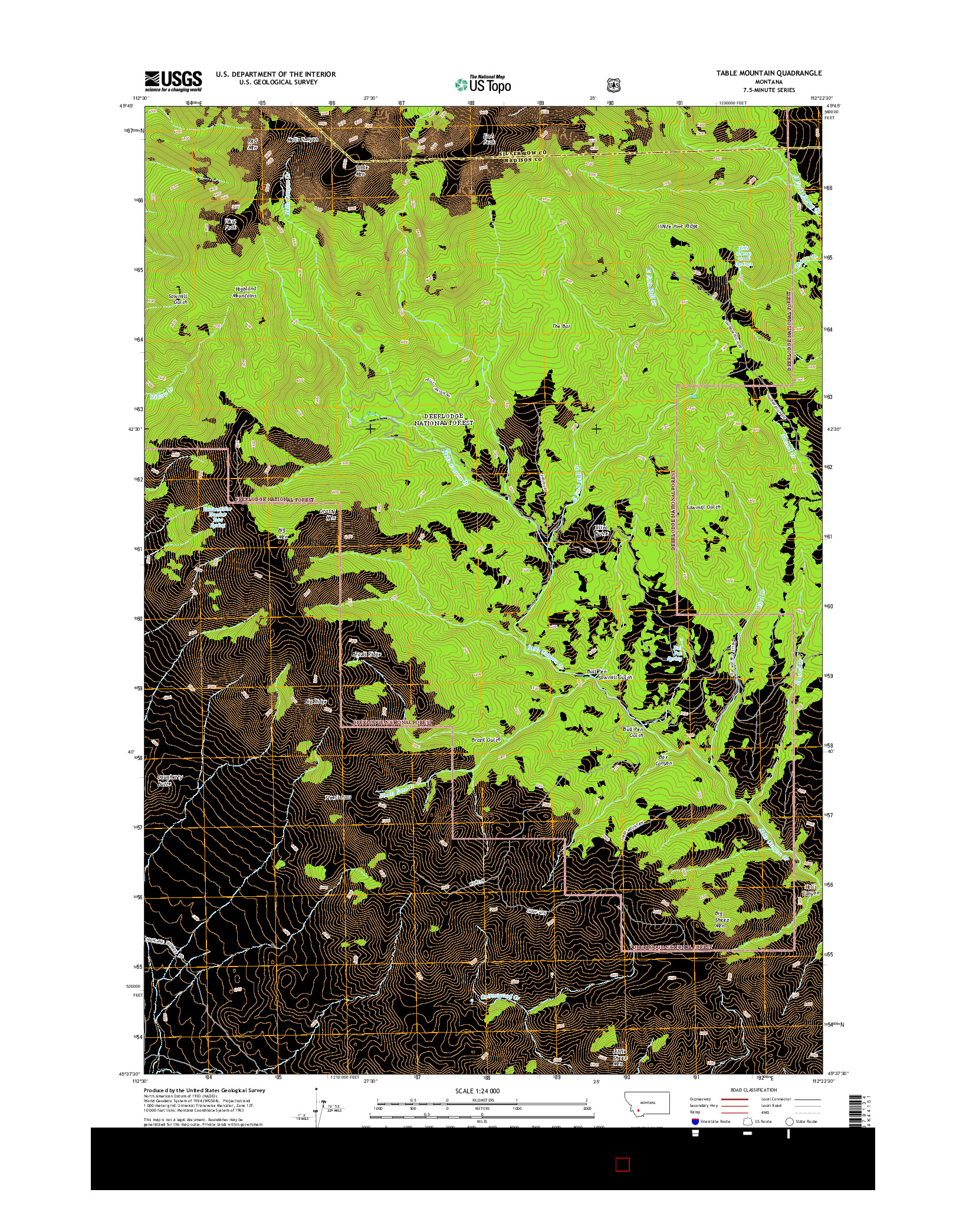 USGS US TOPO 7.5-MINUTE MAP FOR TABLE MOUNTAIN, MT 2014