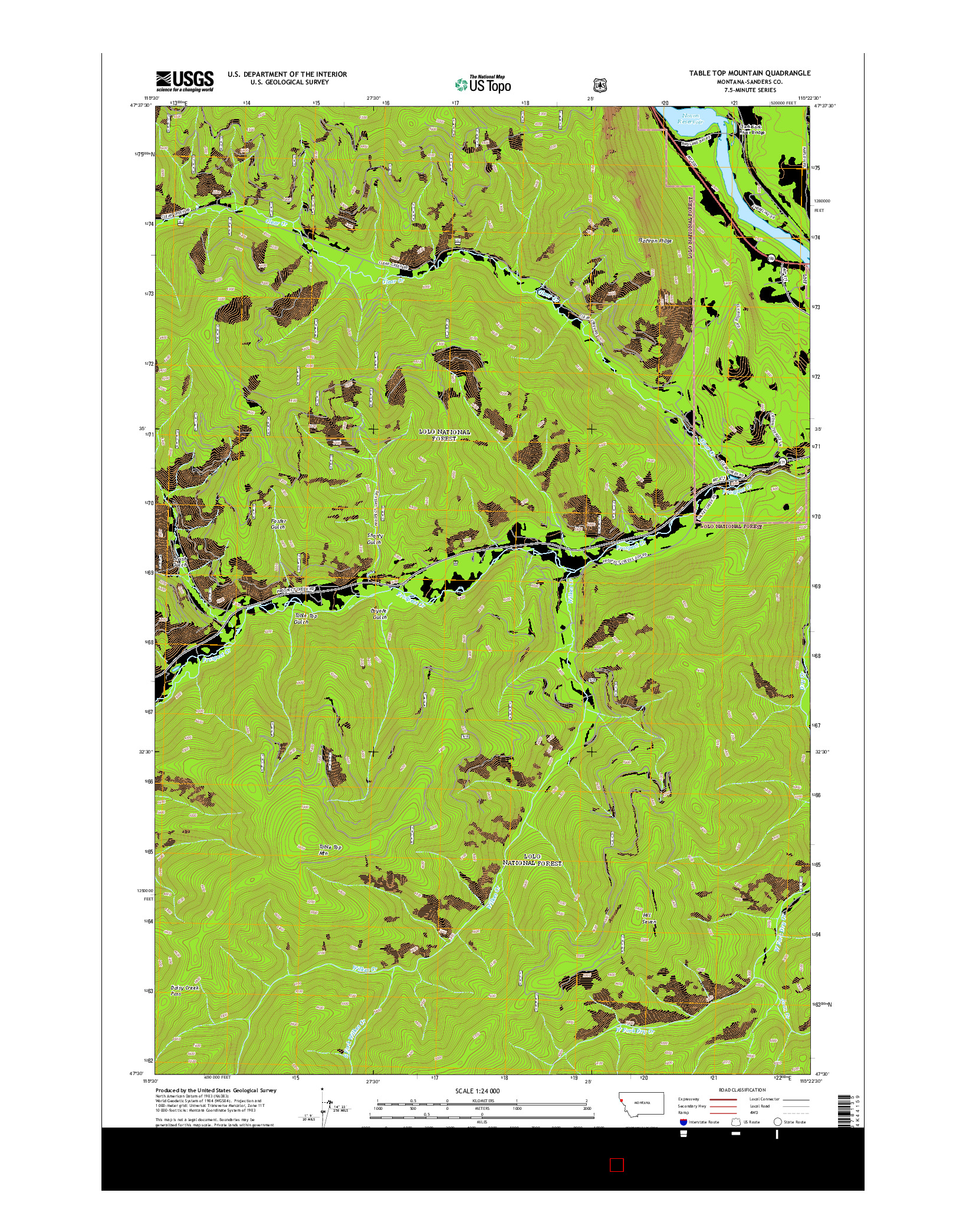 USGS US TOPO 7.5-MINUTE MAP FOR TABLE TOP MOUNTAIN, MT 2014